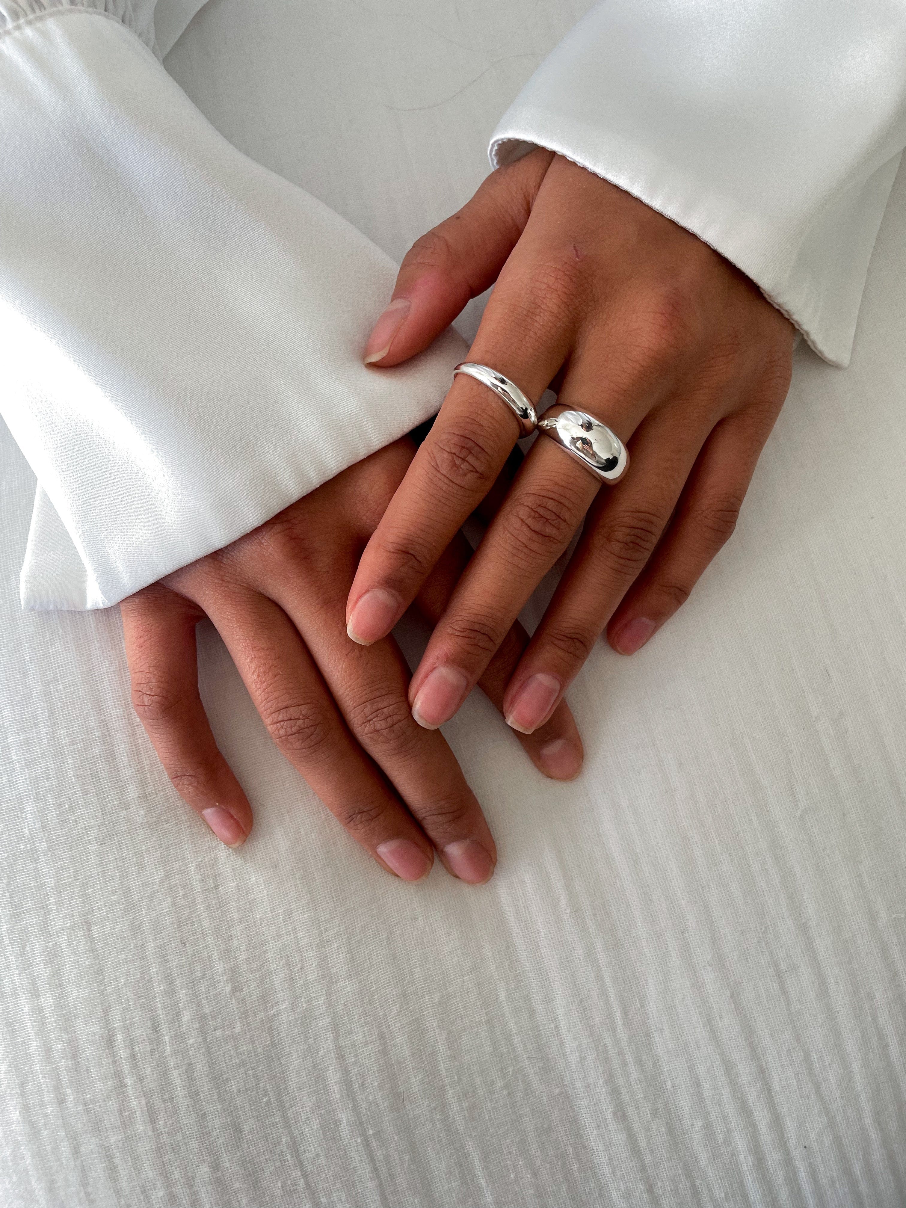 Renne Thick Band Ring - Recycled Silver - Image 7