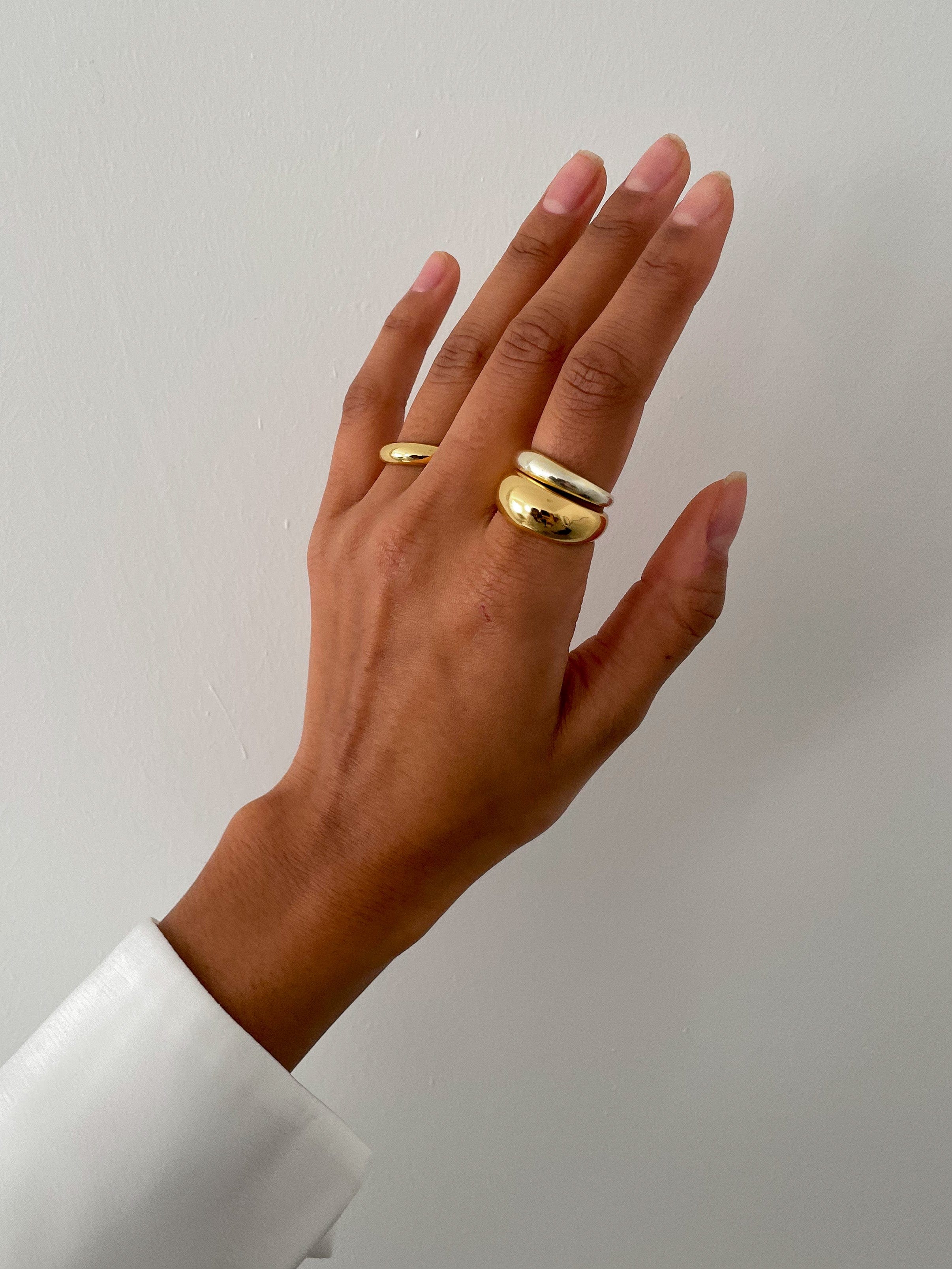 Renne Thick Band Ring - Recycled Silver Gold Plated - Image 4