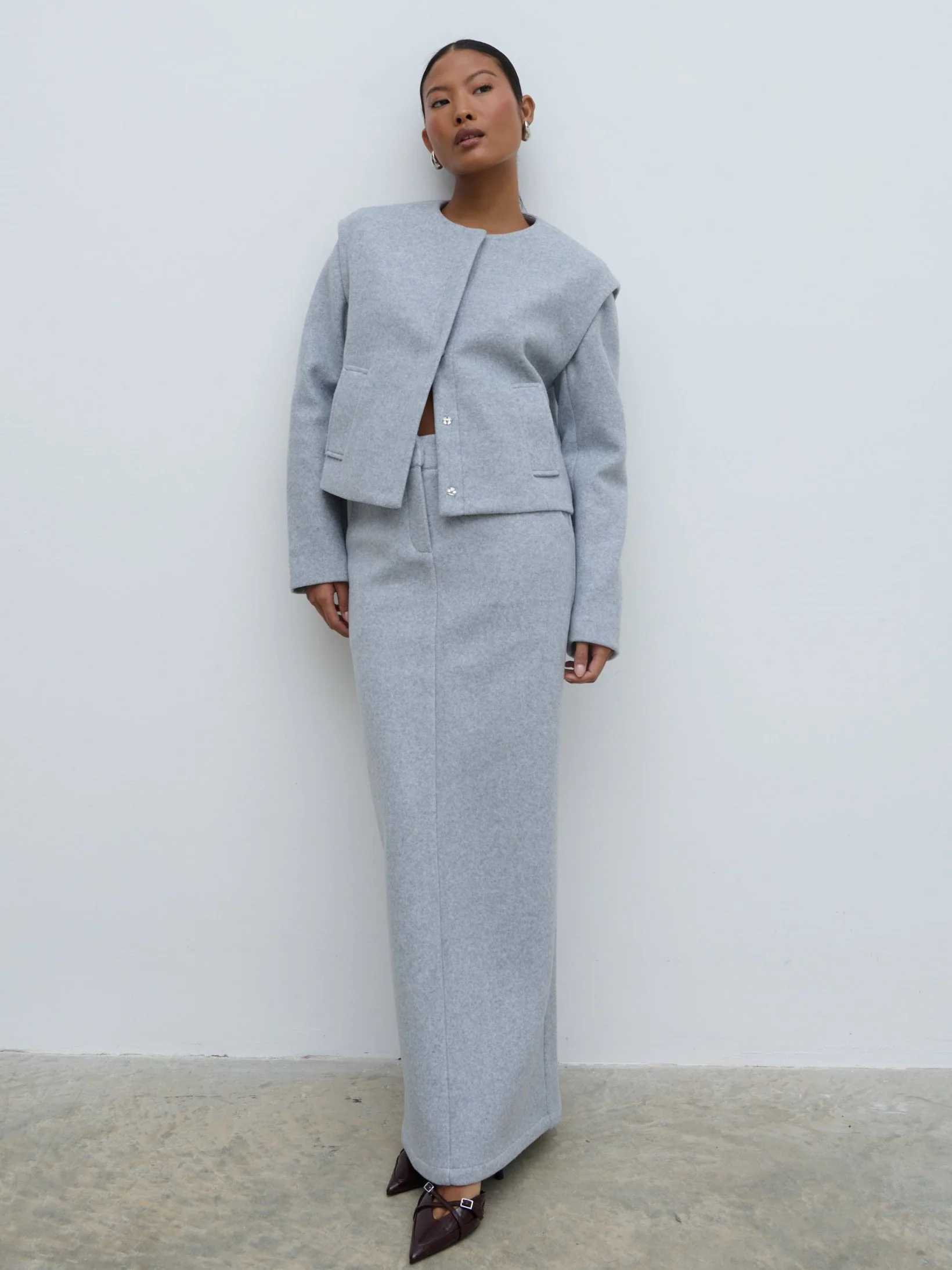 Rudy Cropped Boxy Jacket - Grey Marl - Image 2