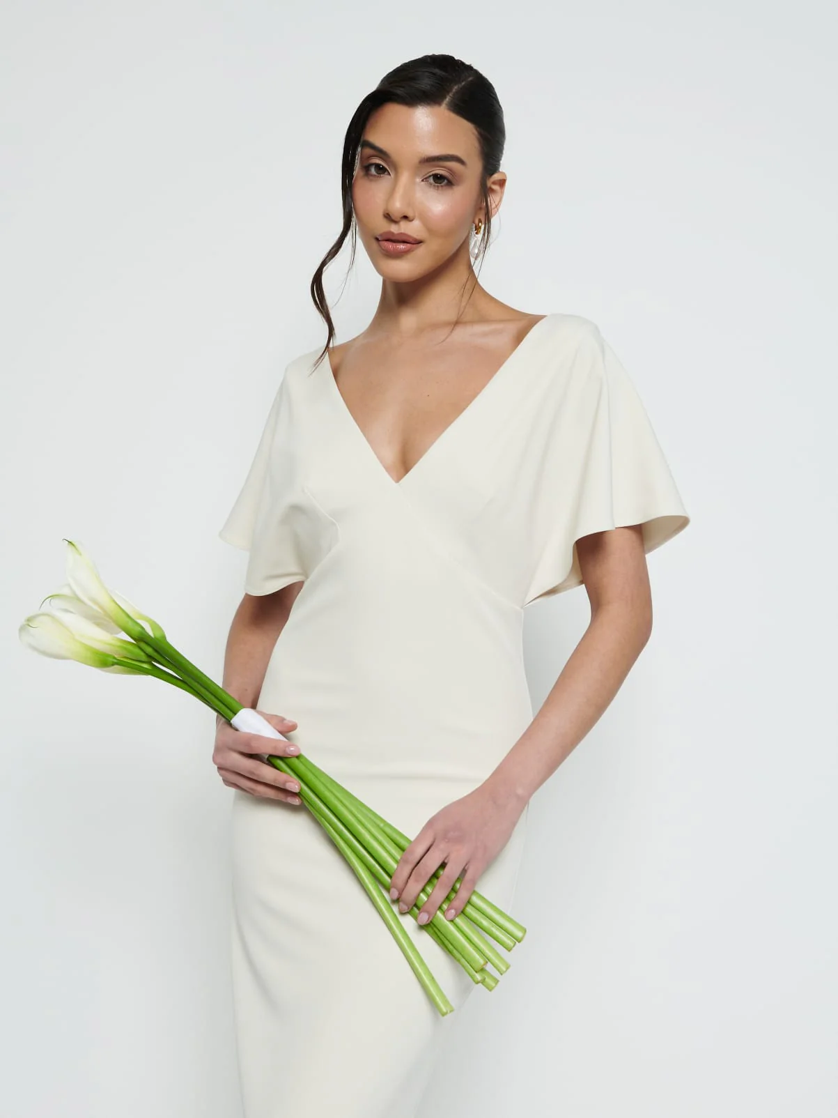Sadie Crepe Maxi Bridesmaid Dress - Champagne - Image 2