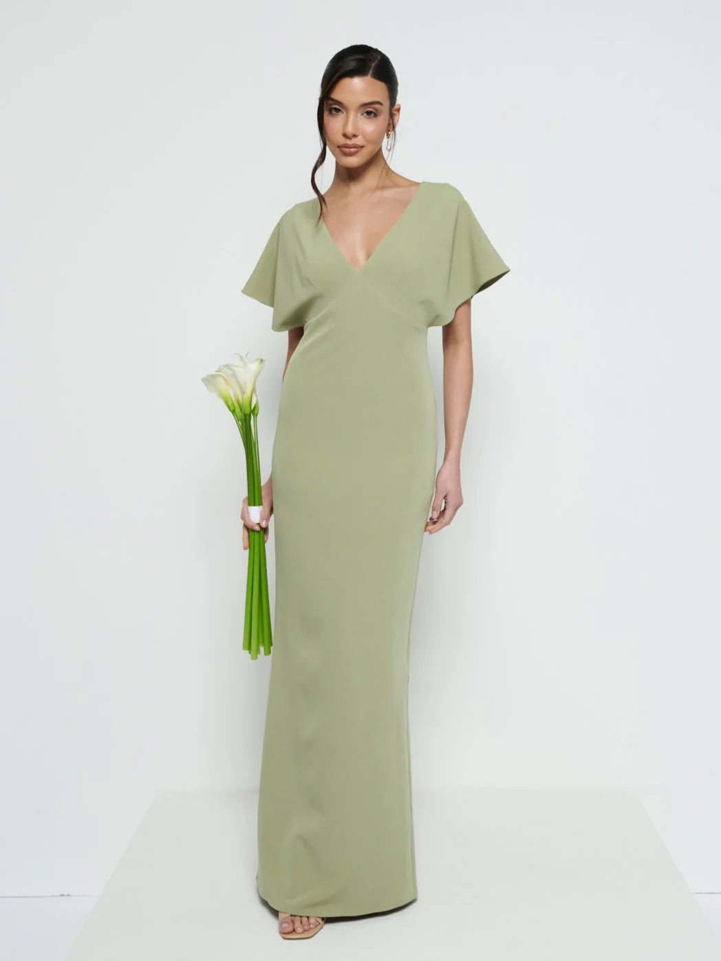 Sadie Crepe Maxi Bridesmaid Dress - Olive