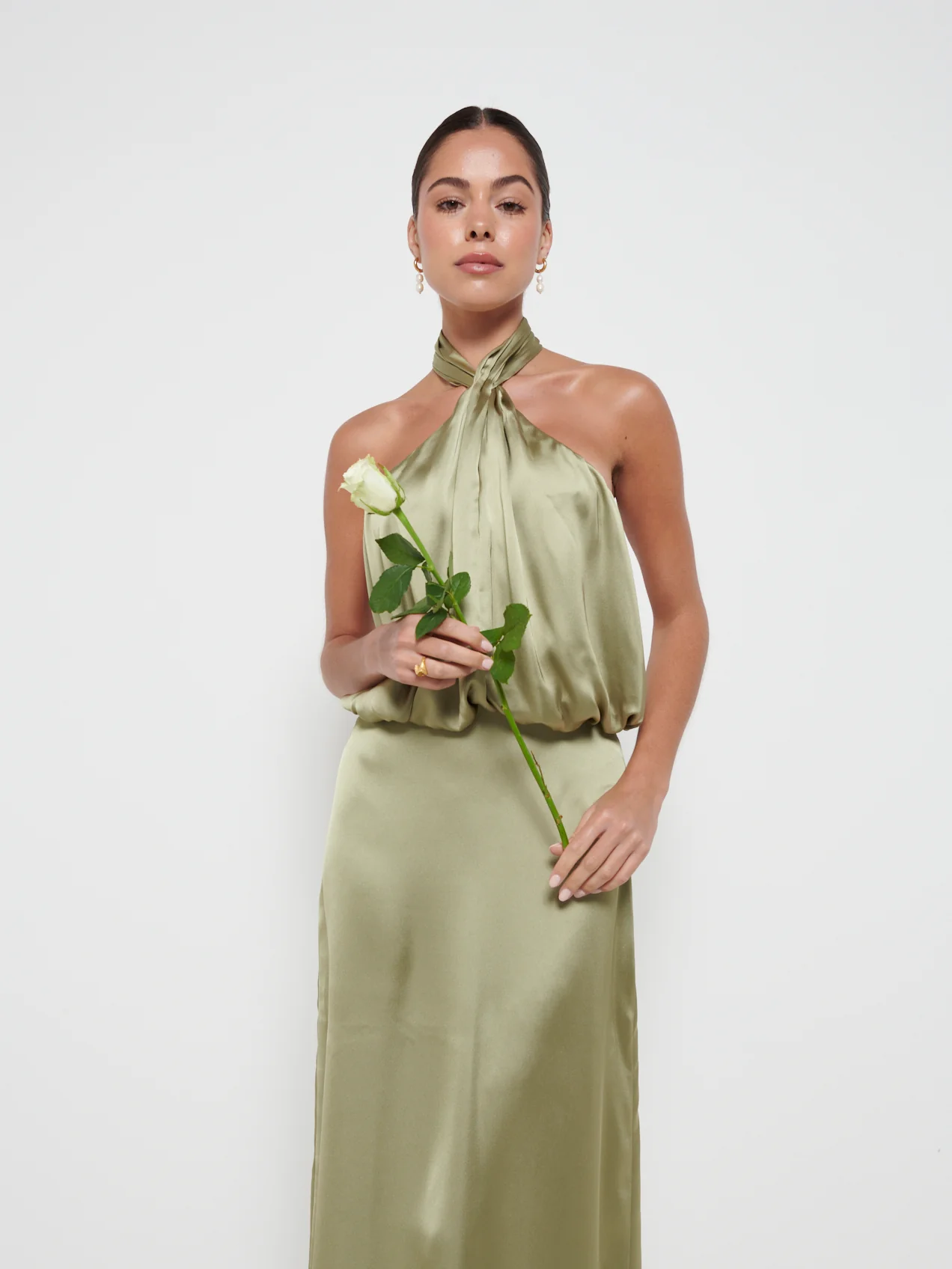 Sammie Recycled Maxi Bridesmaid Dress - Matte Olive - Image 2