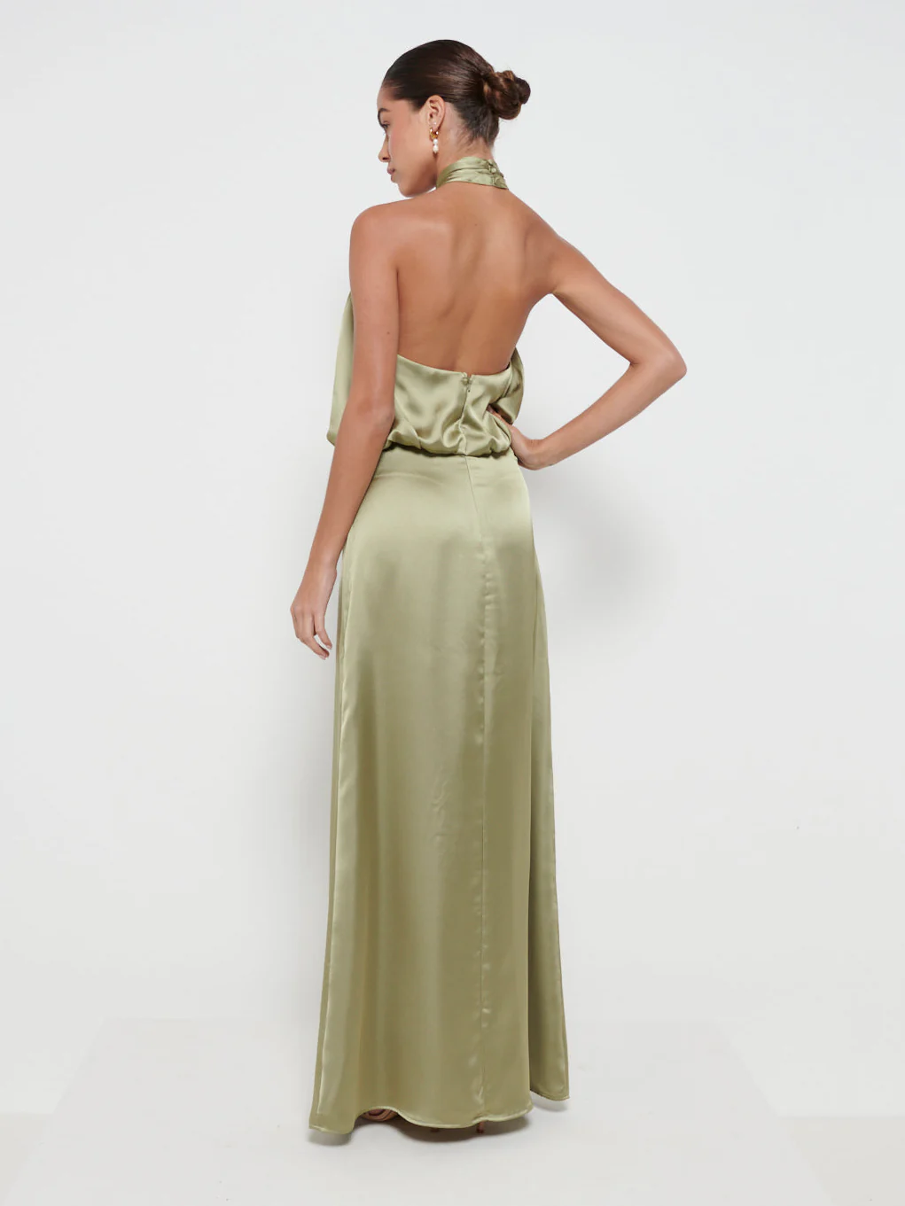 Sammie Recycled Maxi Bridesmaid Dress - Matte Olive - Image 3