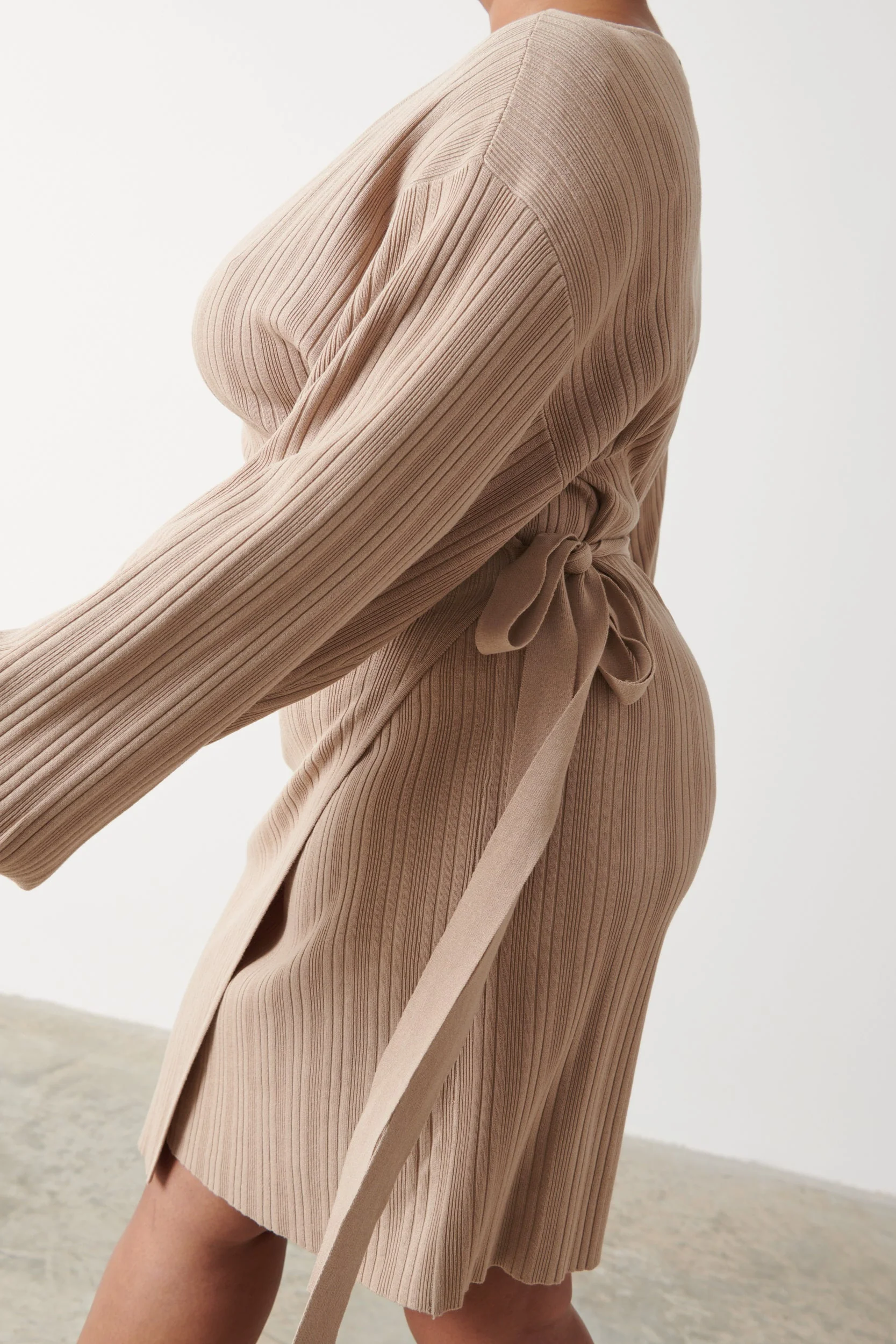 Shelby Mini Plisse Knit Dress Curve - Beige - Image 3