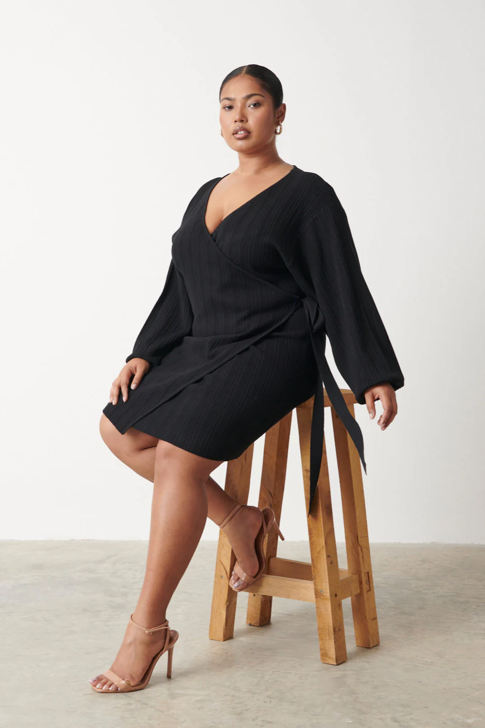 Shelby Mini Plisse Knit Dress Curve - Black - Image 3