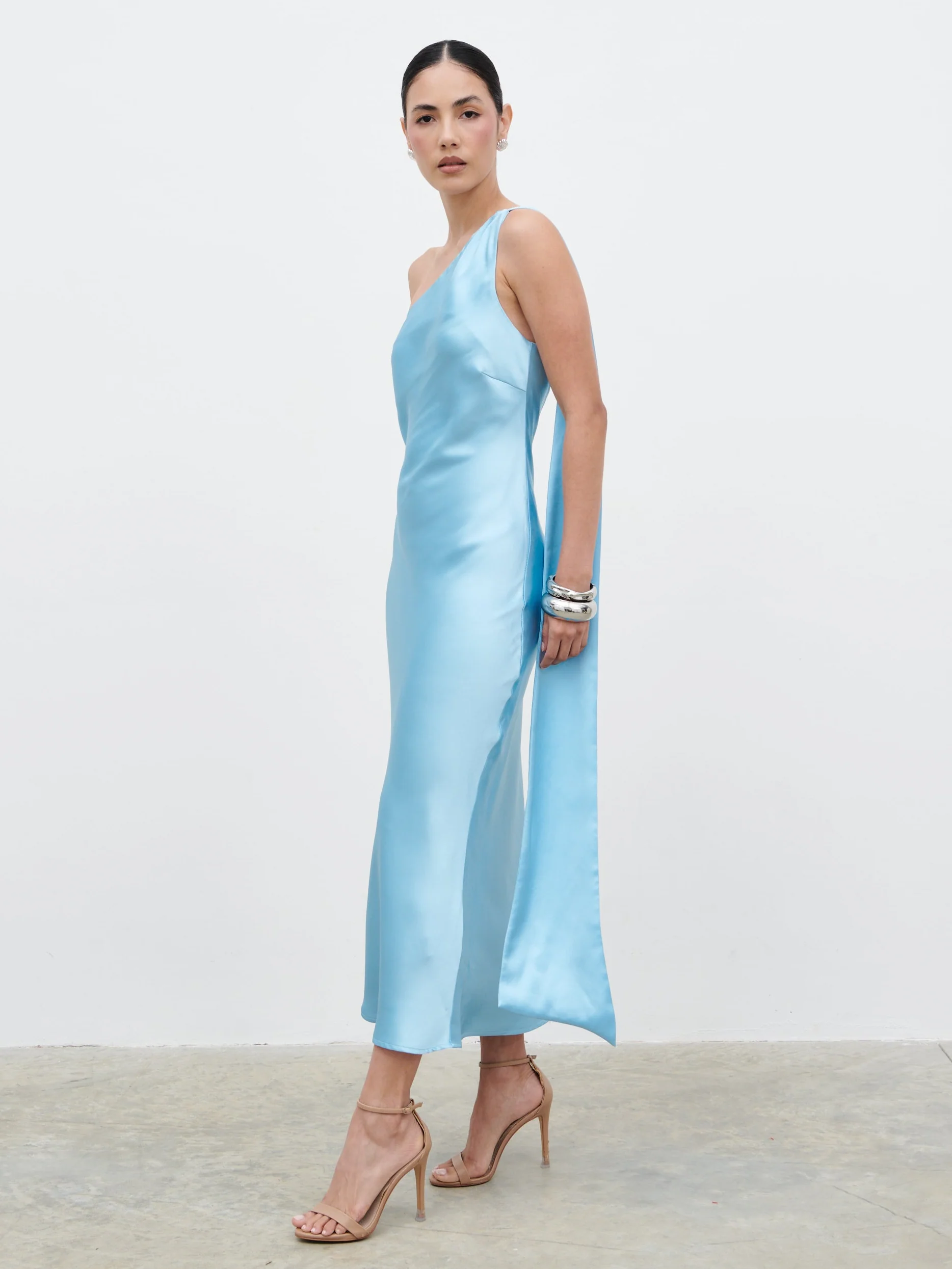 Sheree Scarf Midaxi Dress - Sky Blue - Image 4