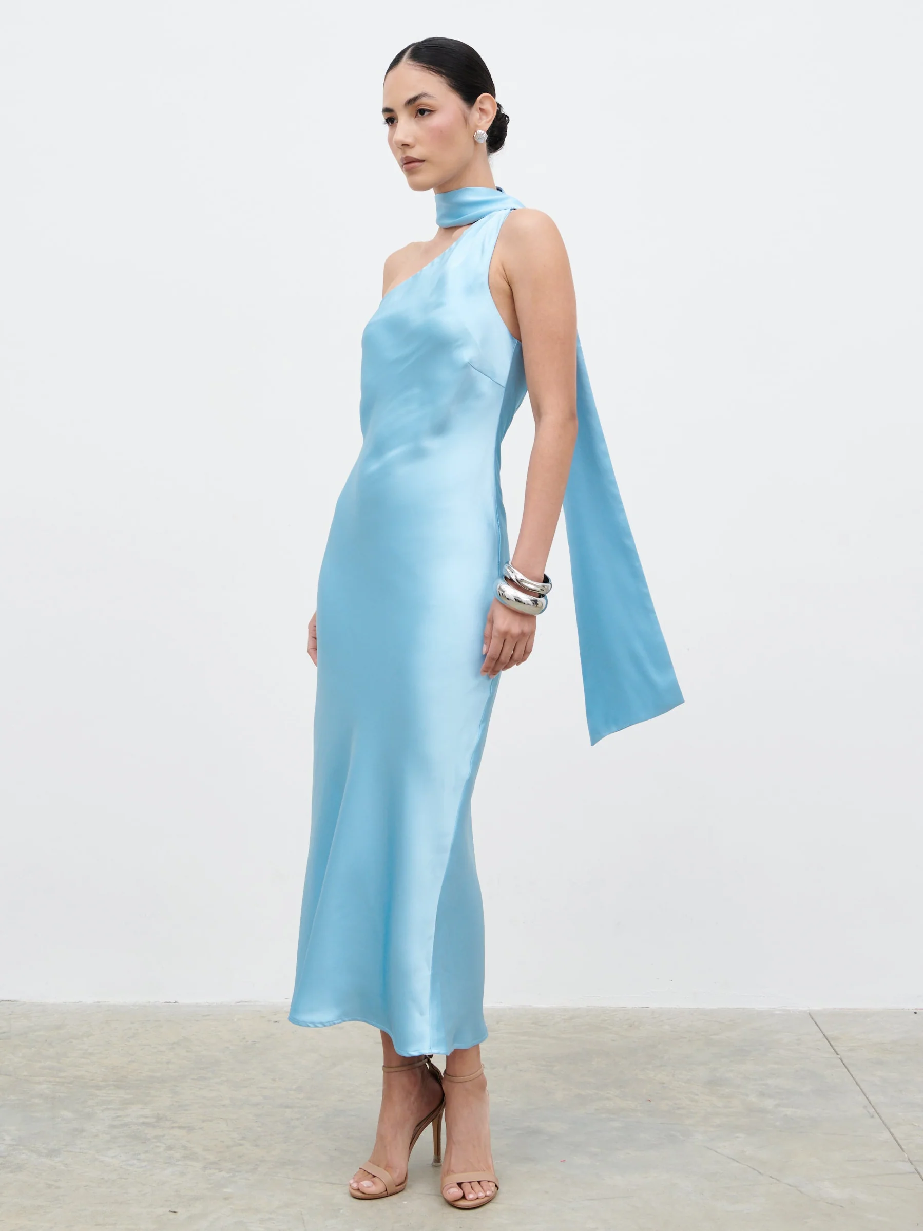 Sheree Scarf Midaxi Dress - Sky Blue - Image 5