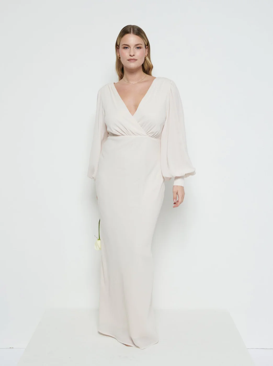 Sienna Long Sleeve Chiffon Bridesmaid Dress - Champagne