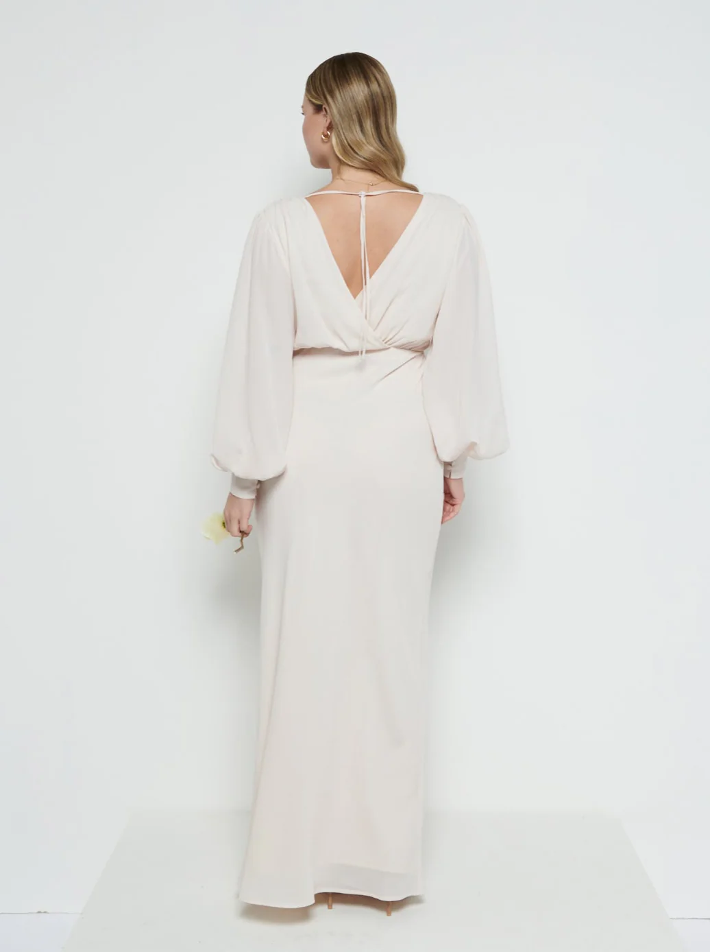 Sienna Long Sleeve Chiffon Bridesmaid Dress - Champagne - Image 3