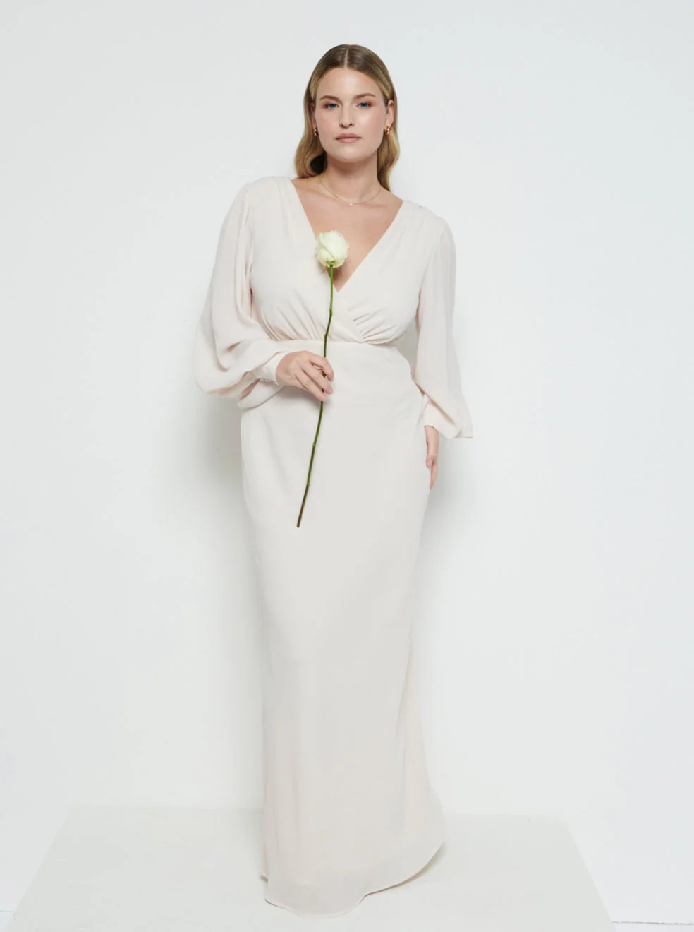 Sienna Long Sleeve Chiffon Bridesmaid Dress - Champagne - Image 5
