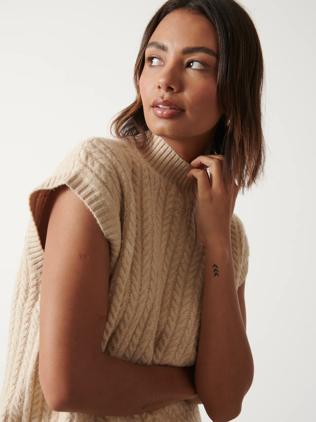 Stevie Boxy Sleeveless Jumper - Oatmeal - Image 2