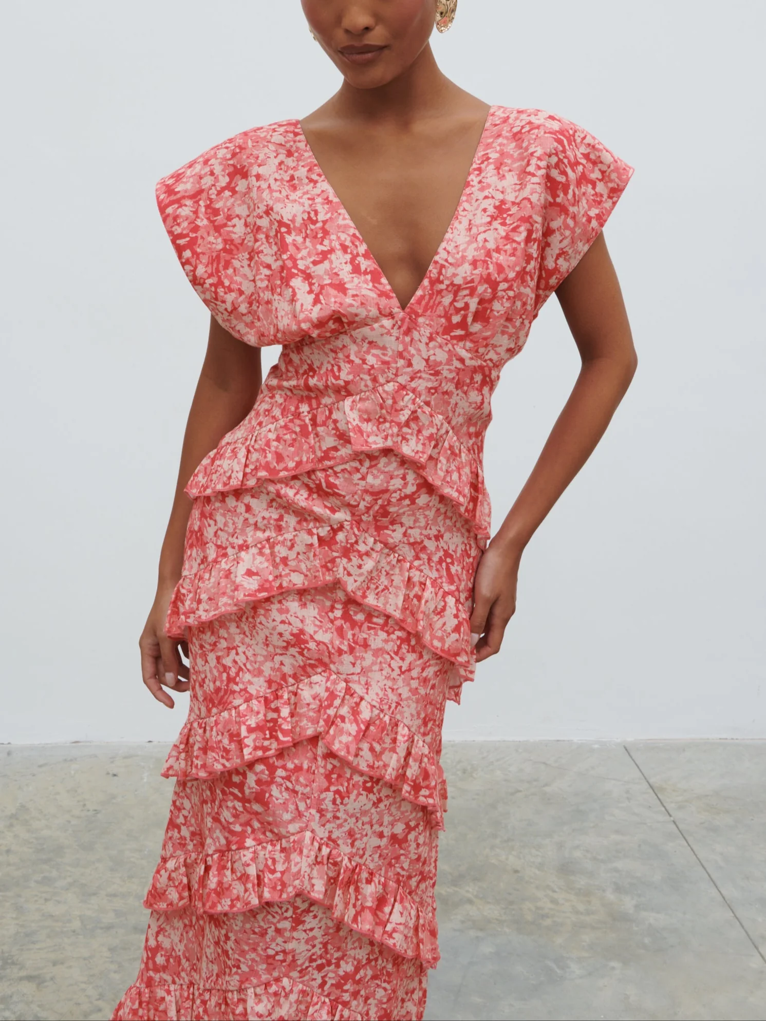 Tamsin Ruffle Dress - Pink Multi Abstract Print - Image 4