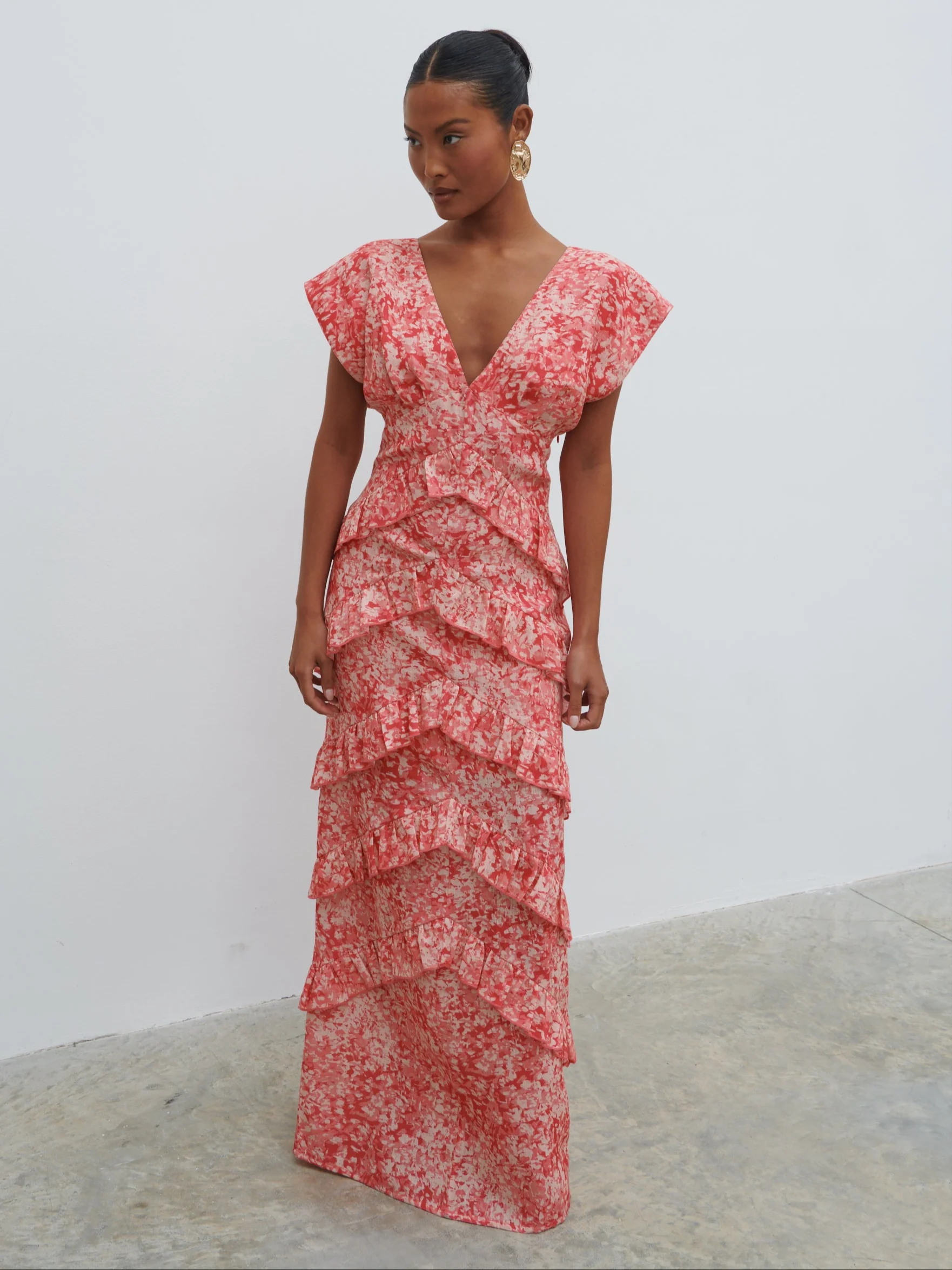 Tamsin Ruffle Dress - Pink Multi Abstract Print - Image 5