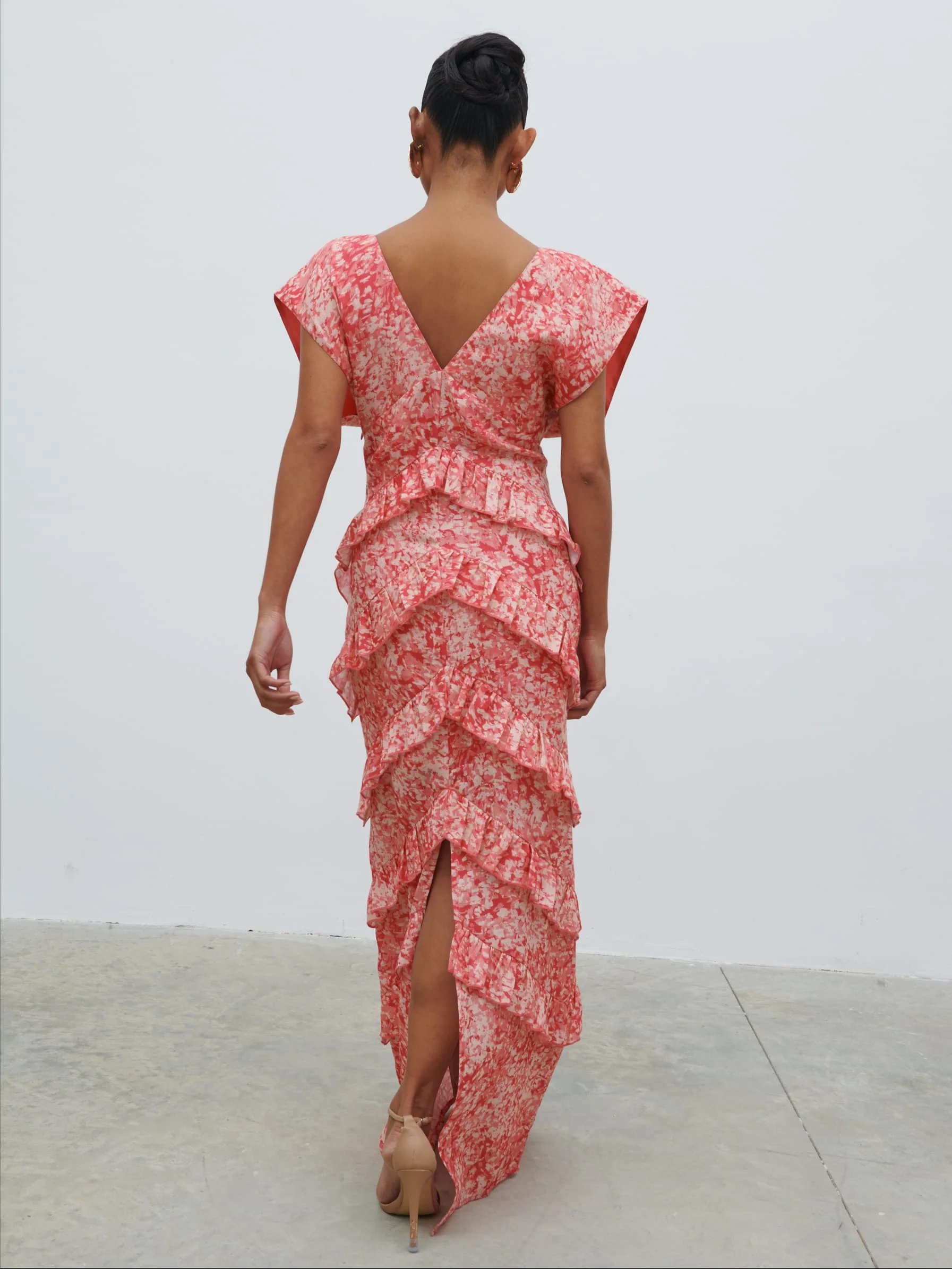 Tamsin Ruffle Dress - Pink Multi Abstract Print - Image 6