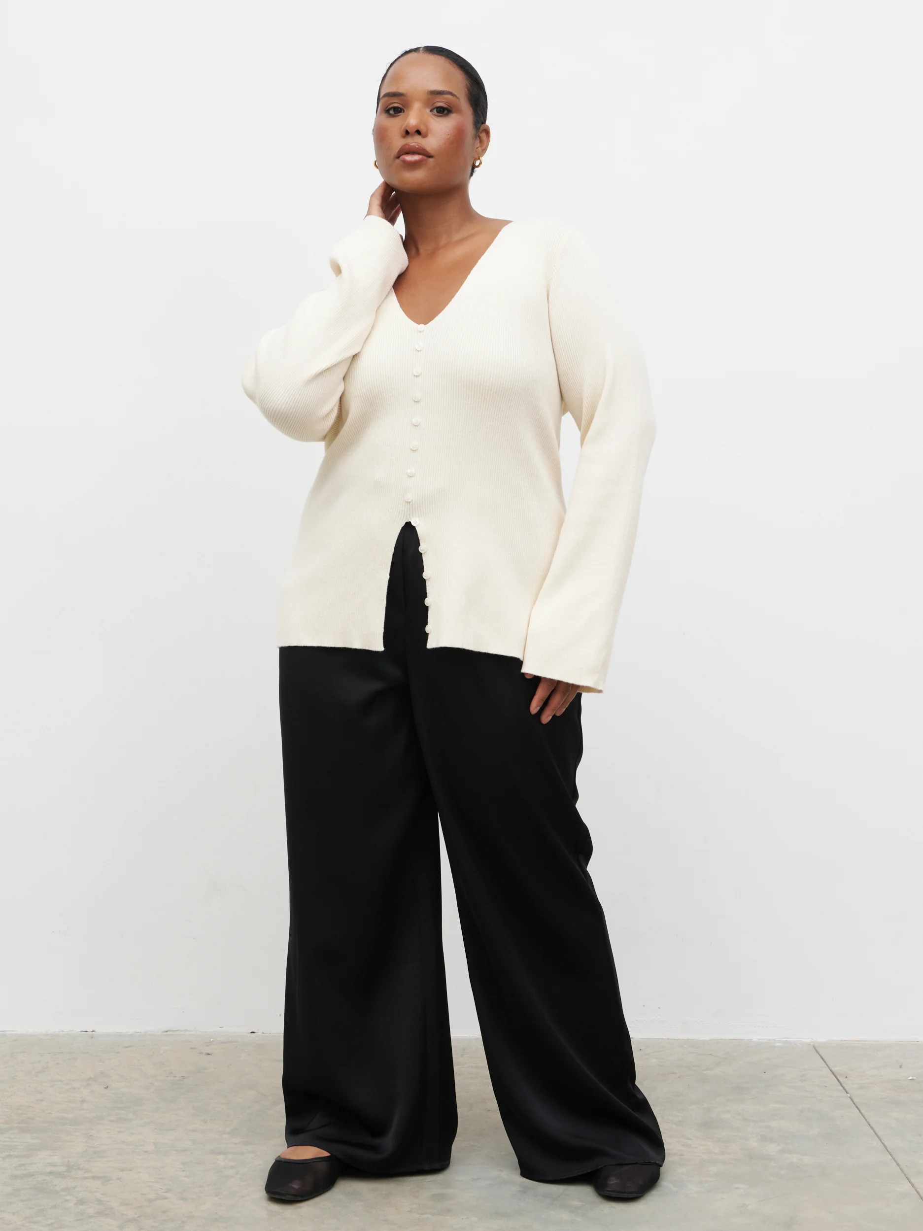 Tia Knit Top Curve - Cream