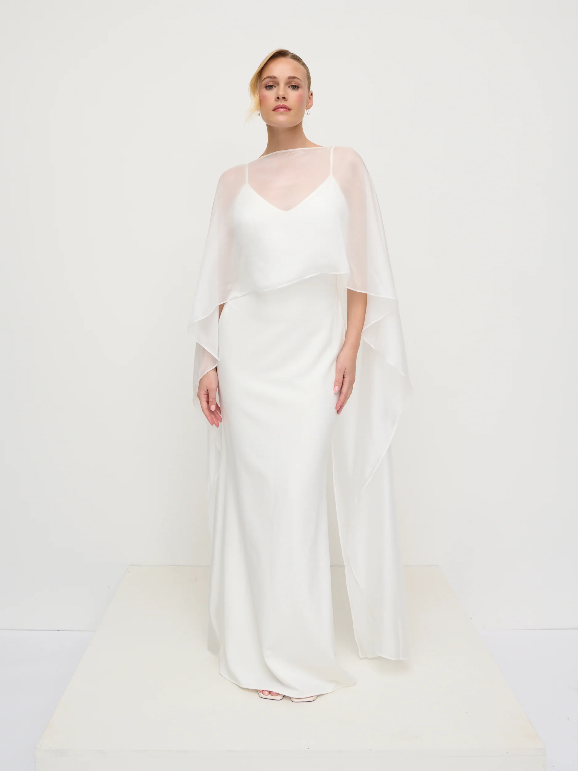 Tillie V-Neck Crepe Maxi Bridesmaid Dress - Ivory - Image 2