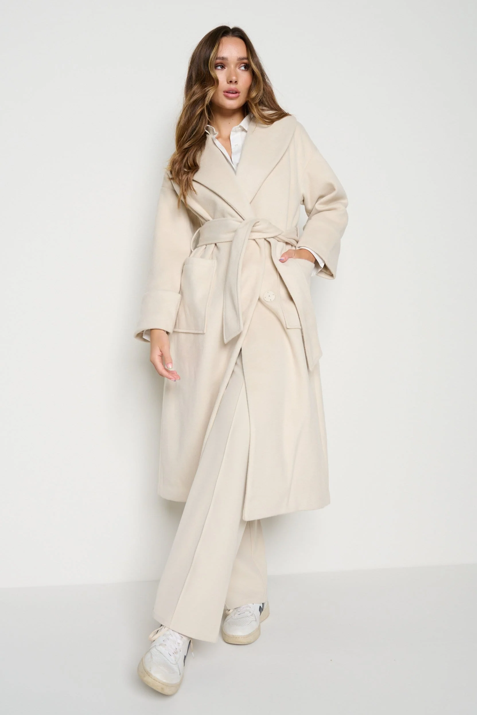 Verona Wrap Coat - Cream - Image 5