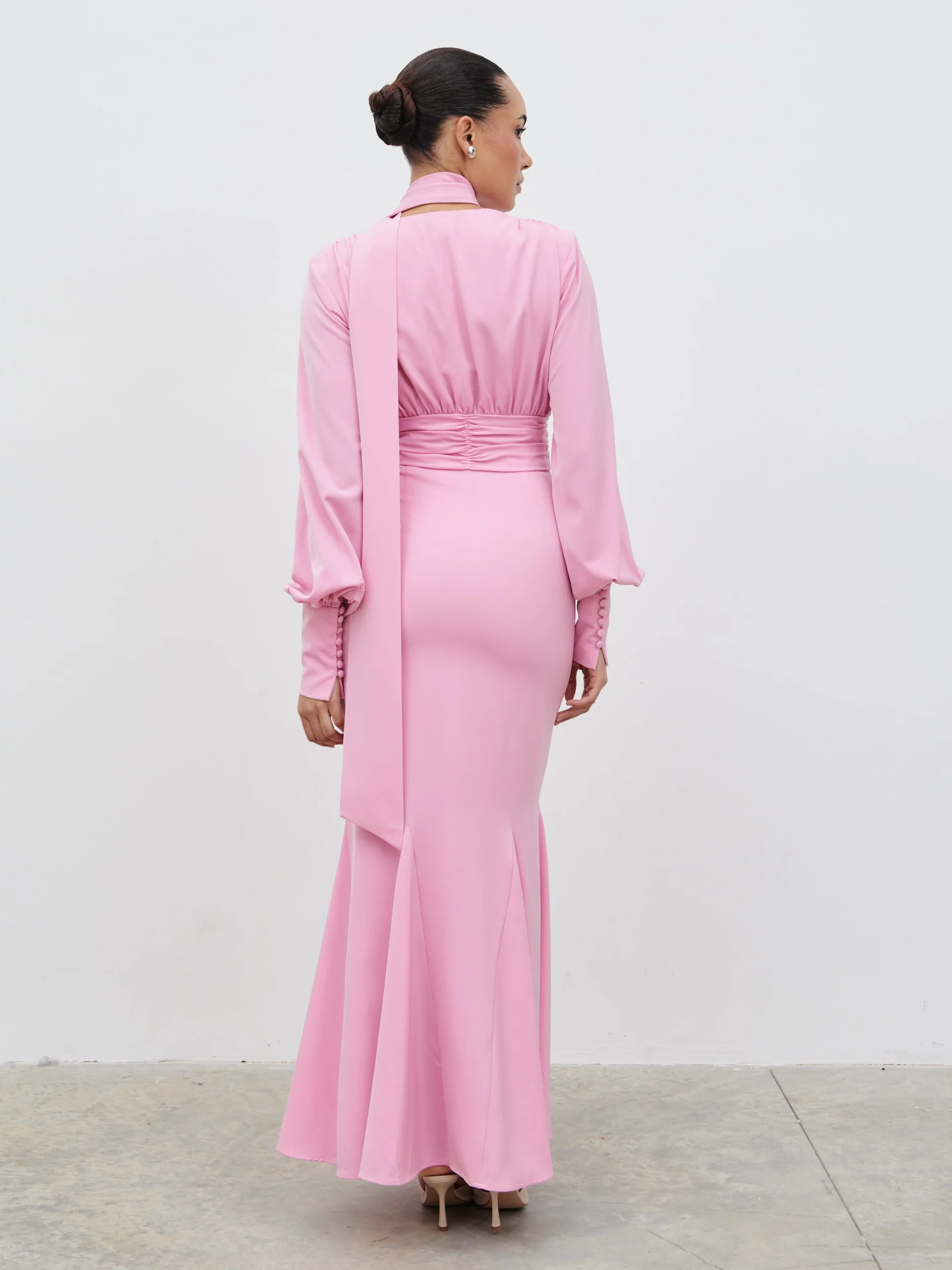 Victoria Long Sleeve Maxi Dress - Peony Pink - Image 4