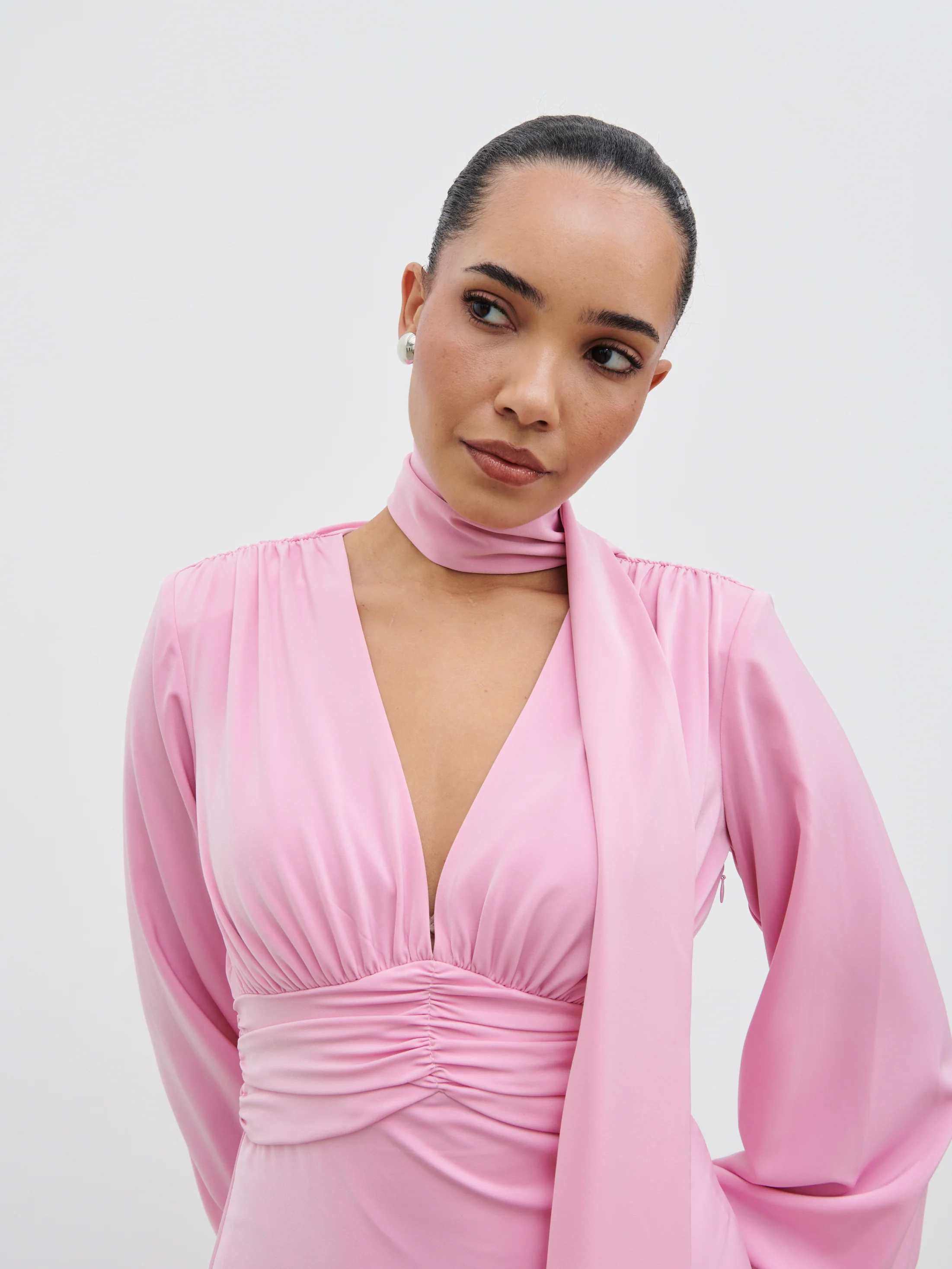 Victoria Long Sleeve Maxi Dress - Peony Pink - Image 5