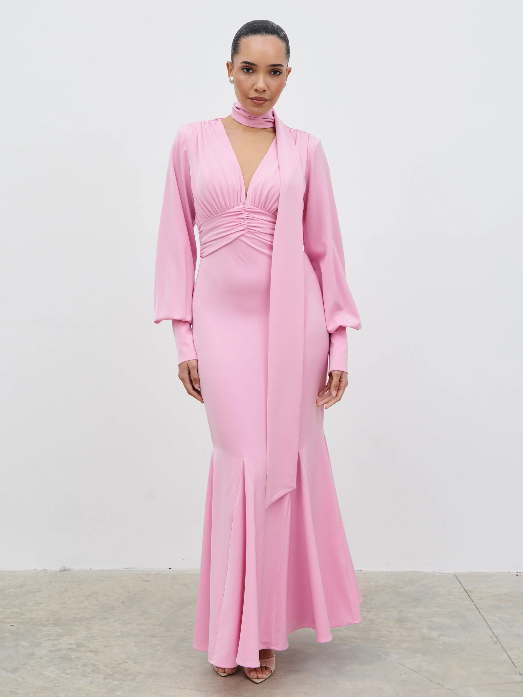 Victoria Long Sleeve Maxi Dress - Peony Pink - Image 6