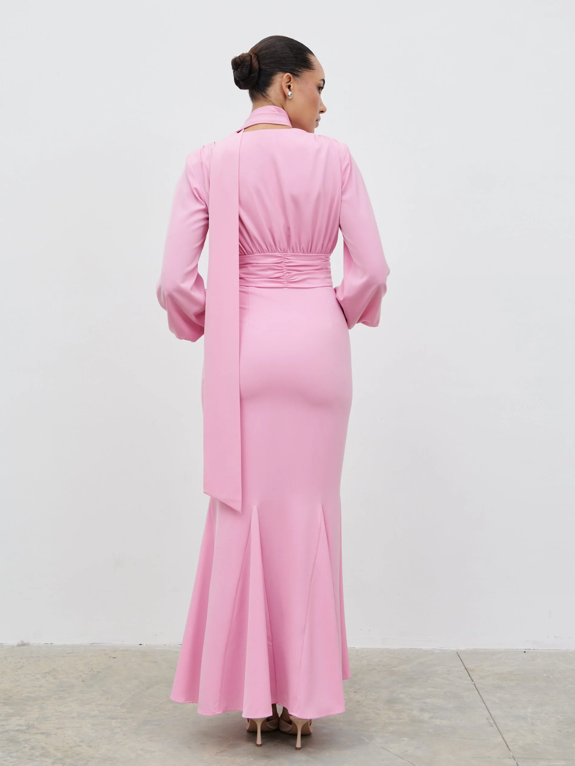 Victoria Long Sleeve Maxi Dress - Peony Pink - Image 7