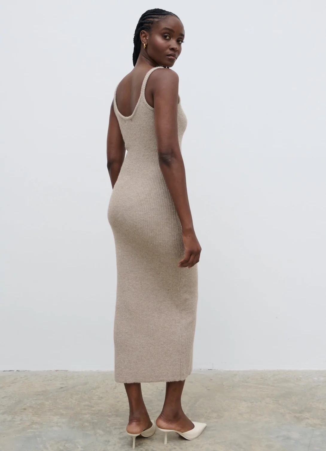 Winnie Strappy Knit Dress - Beige - Image 3