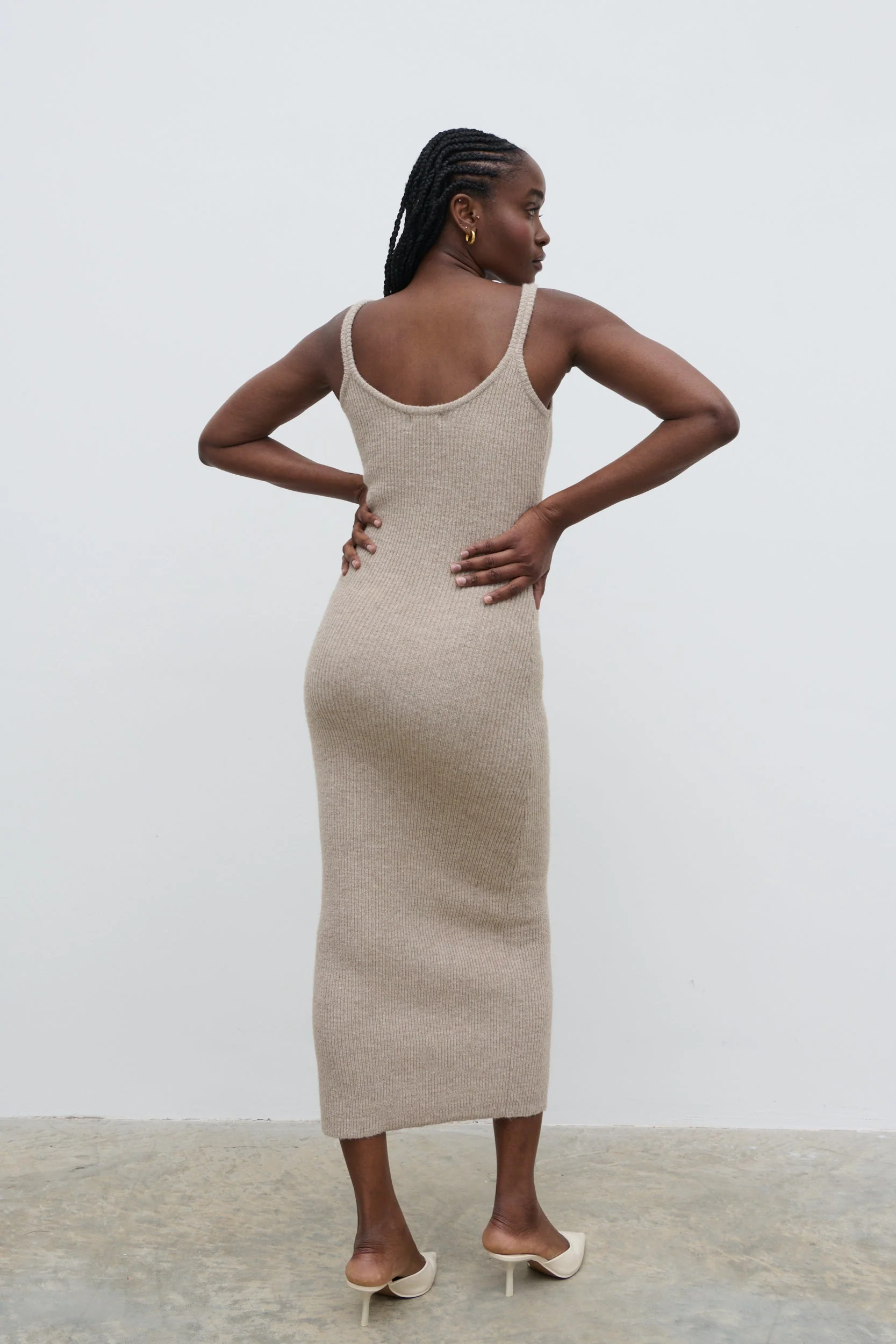 Winnie Strappy Knit Dress - Beige - Image 5