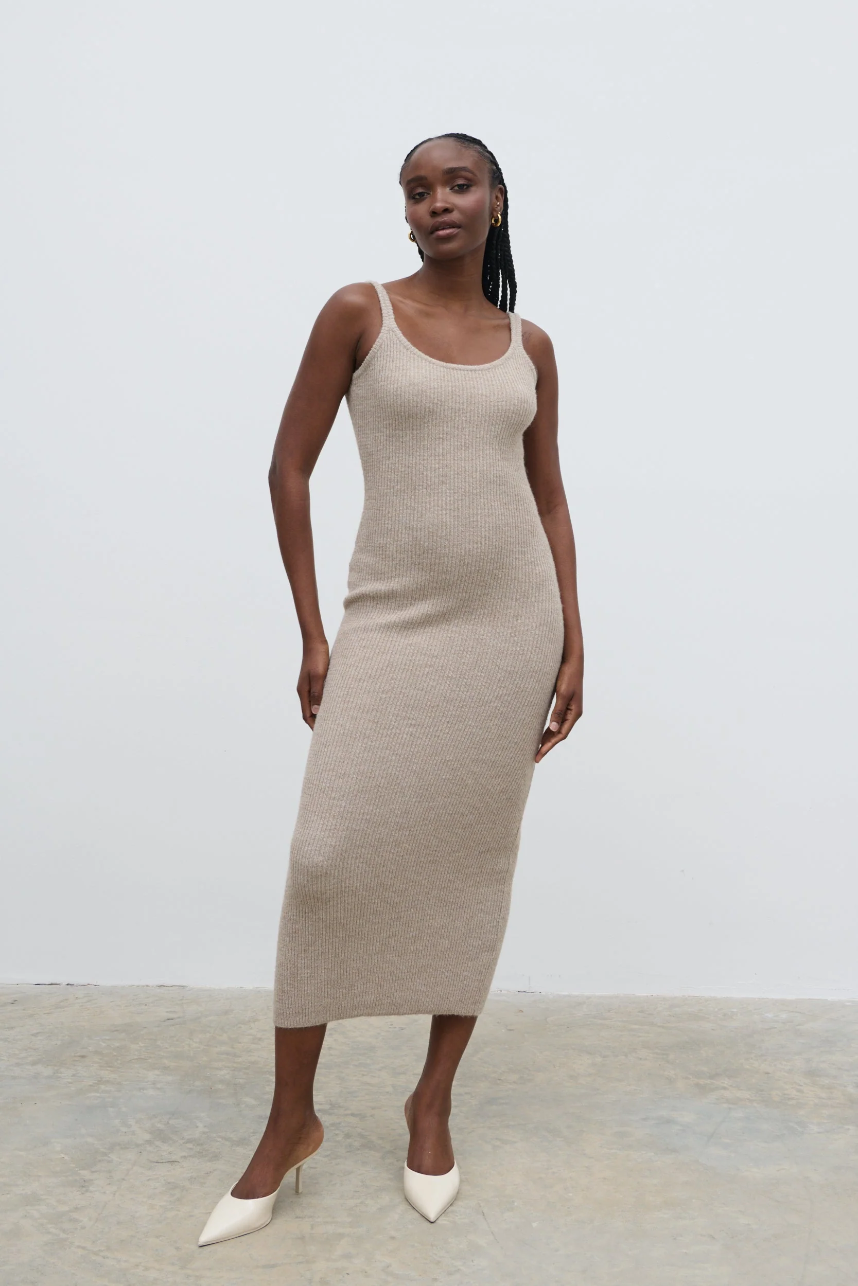 Winnie Strappy Knit Dress - Beige - Image 6