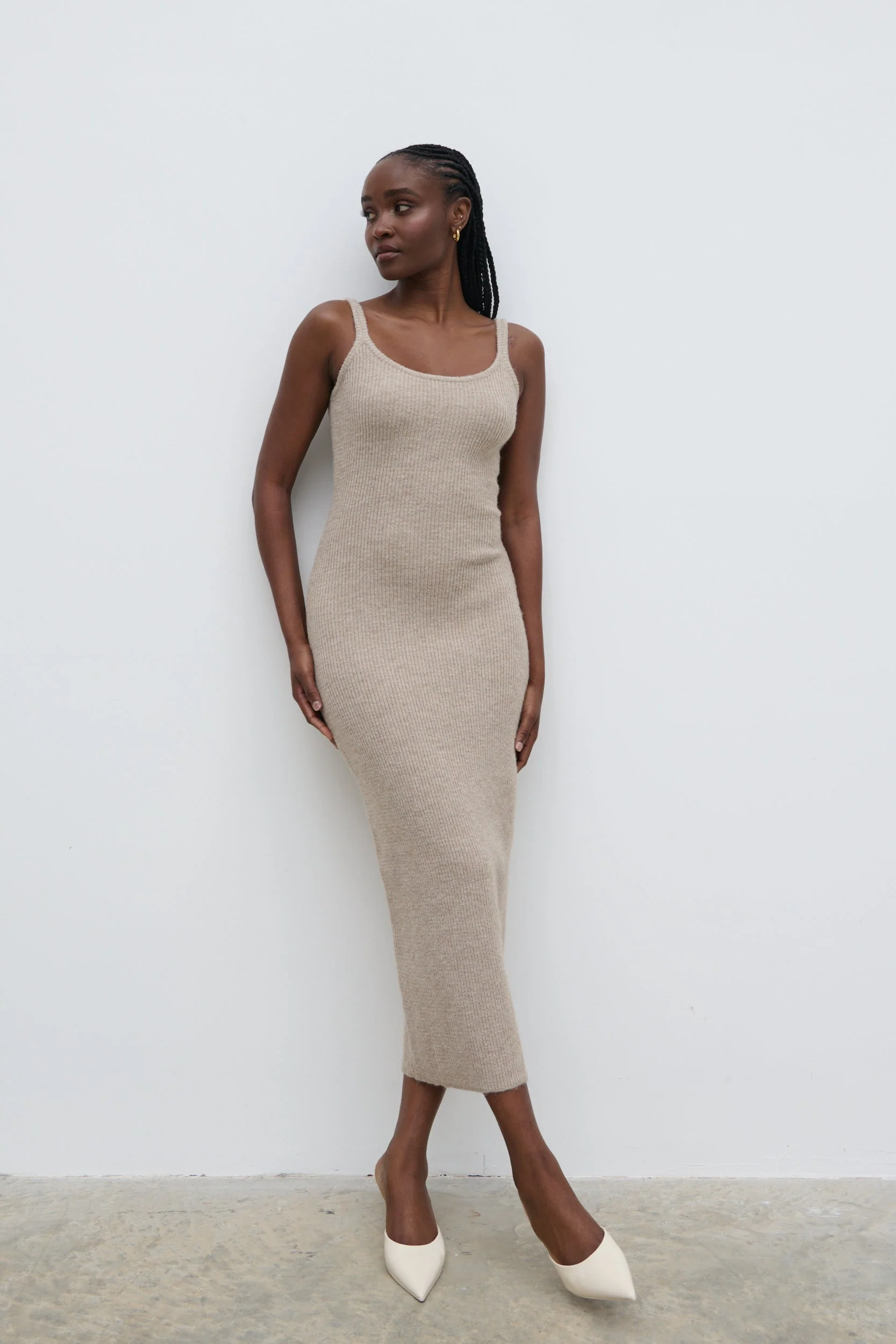 Winnie Strappy Knit Dress - Beige - Image 7