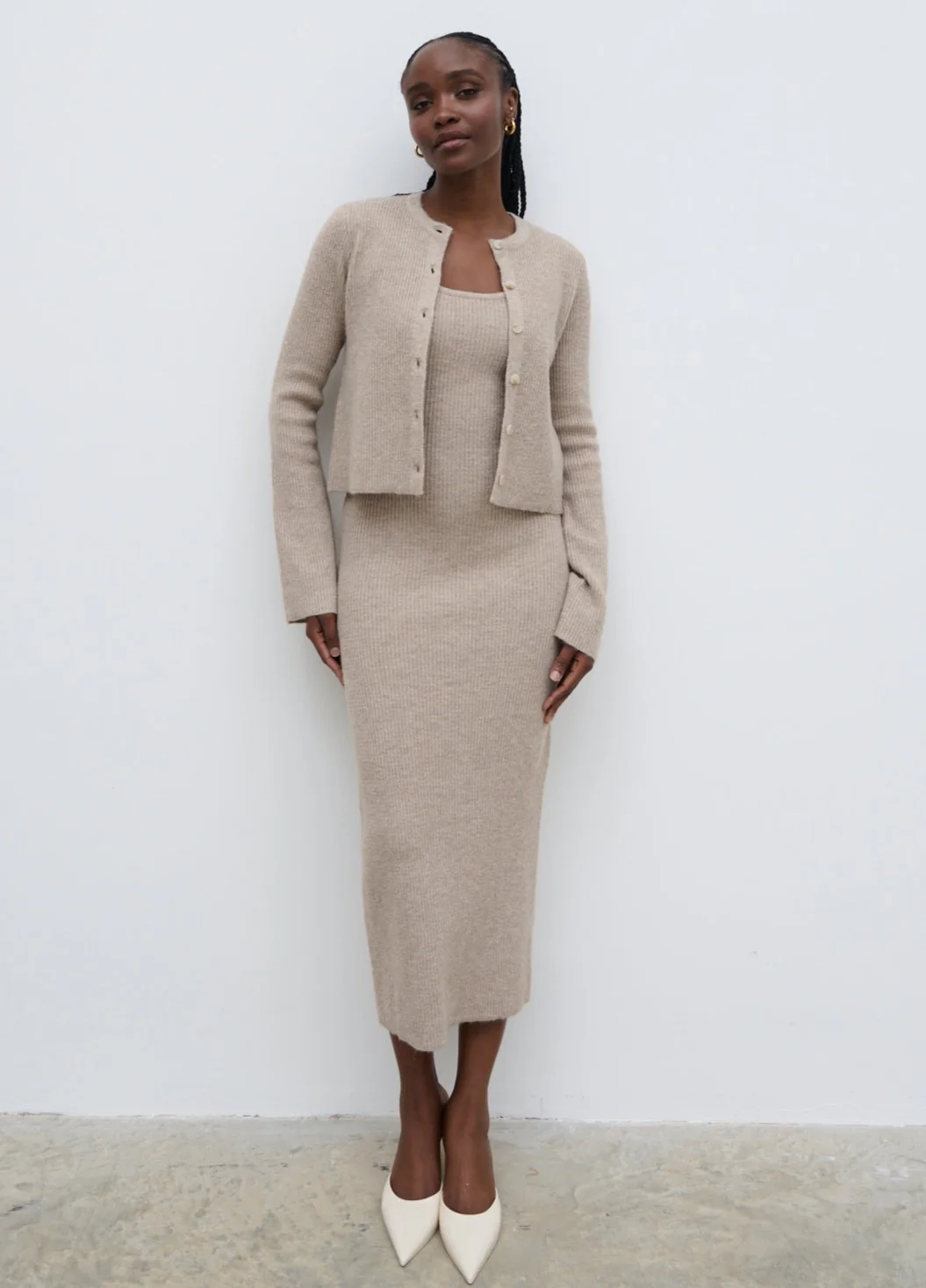 Winnie Strappy Knit Dress - Beige - Image 8