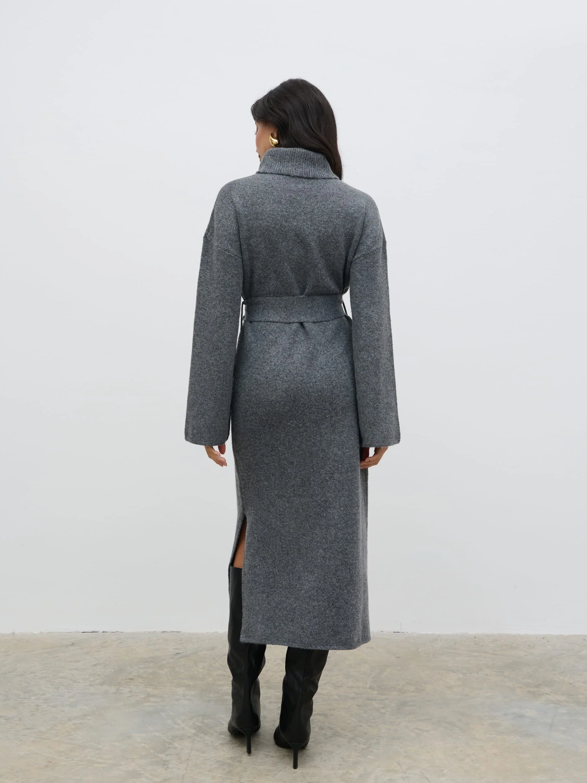 Wrenley Midaxi Knit Dress - Charcoal - Image 4