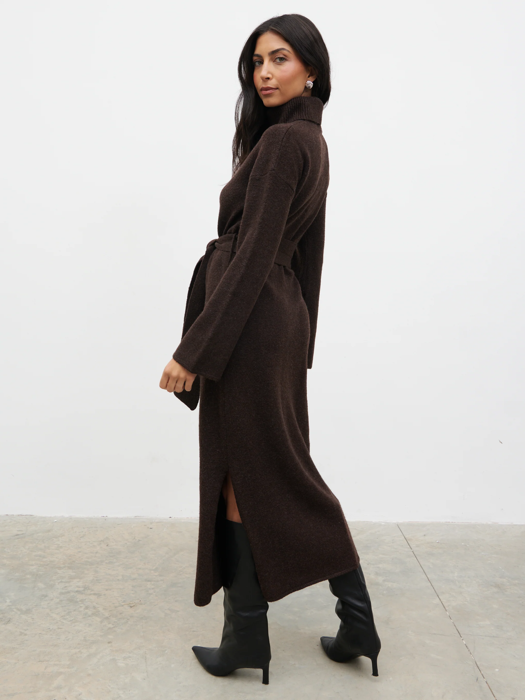 Wrenley Midaxi Knit Dress - Chocolate - Image 4