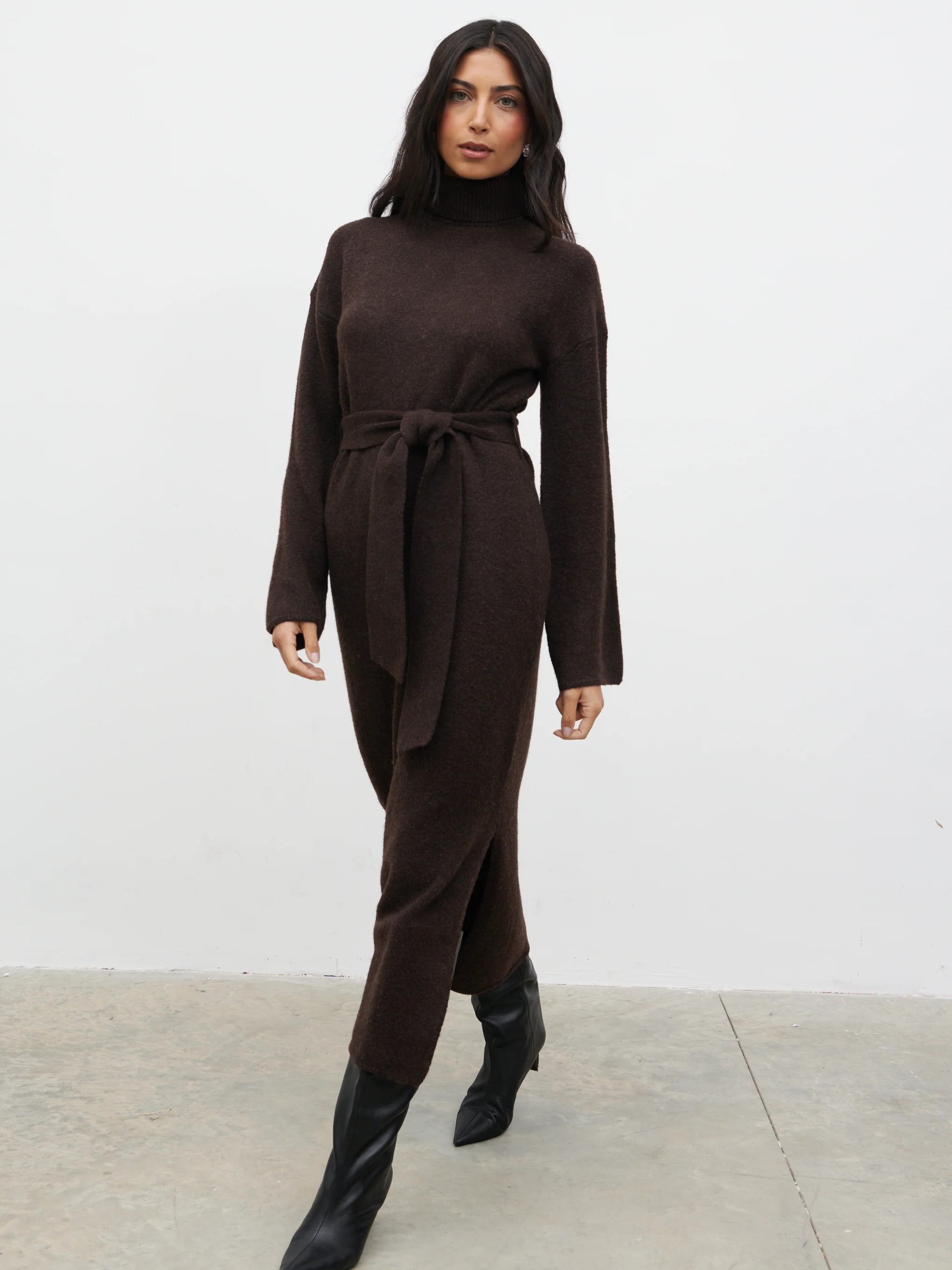 Wrenley Midaxi Knit Dress - Chocolate - Image 5