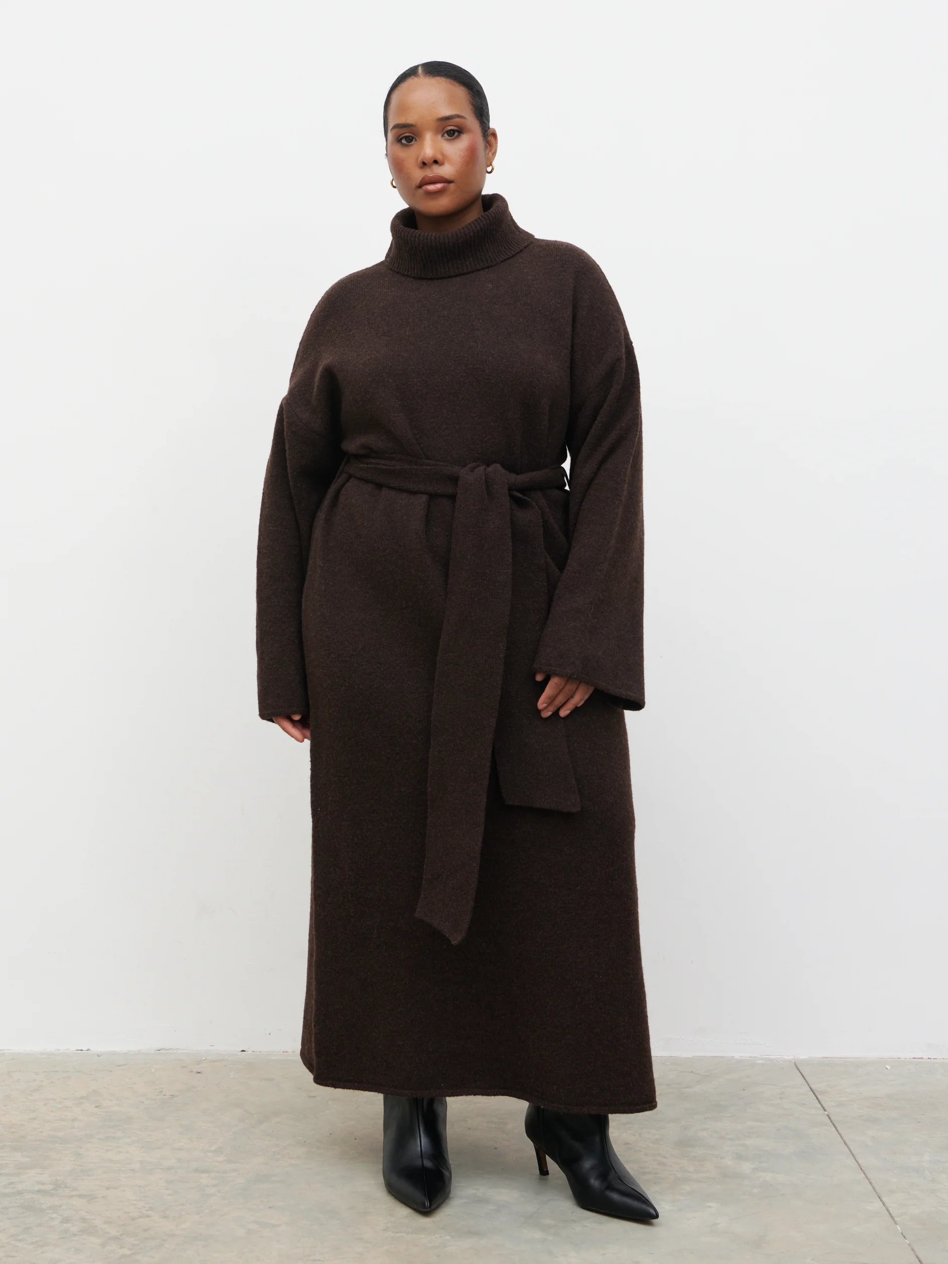 Wrenley Midaxi Knit Dress Curve - Chocolate