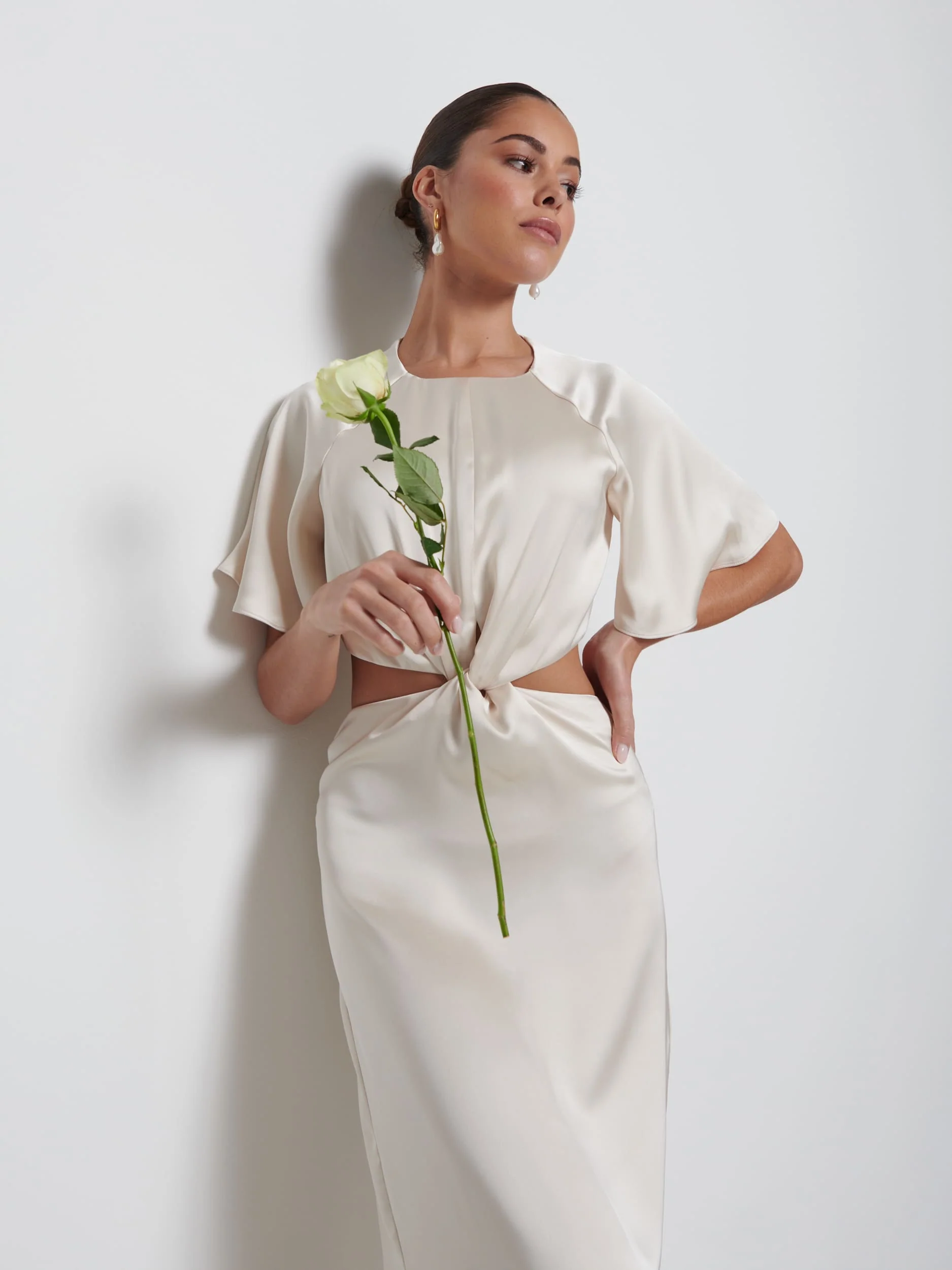 Zara Twist Knot Bridesmaid Dress - Champagne - Image 3