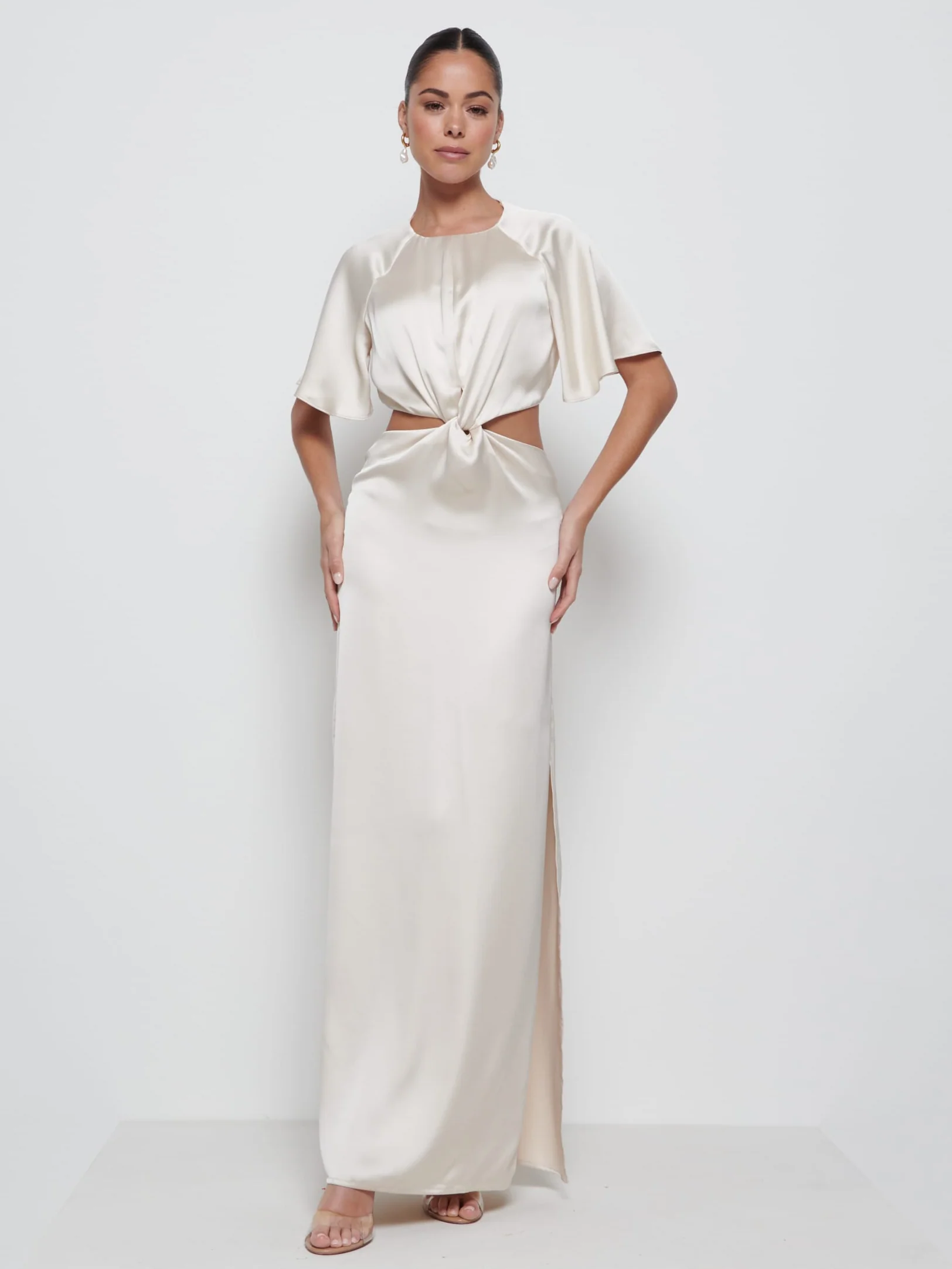 Zara Twist Knot Bridesmaid Dress - Champagne - Image 5