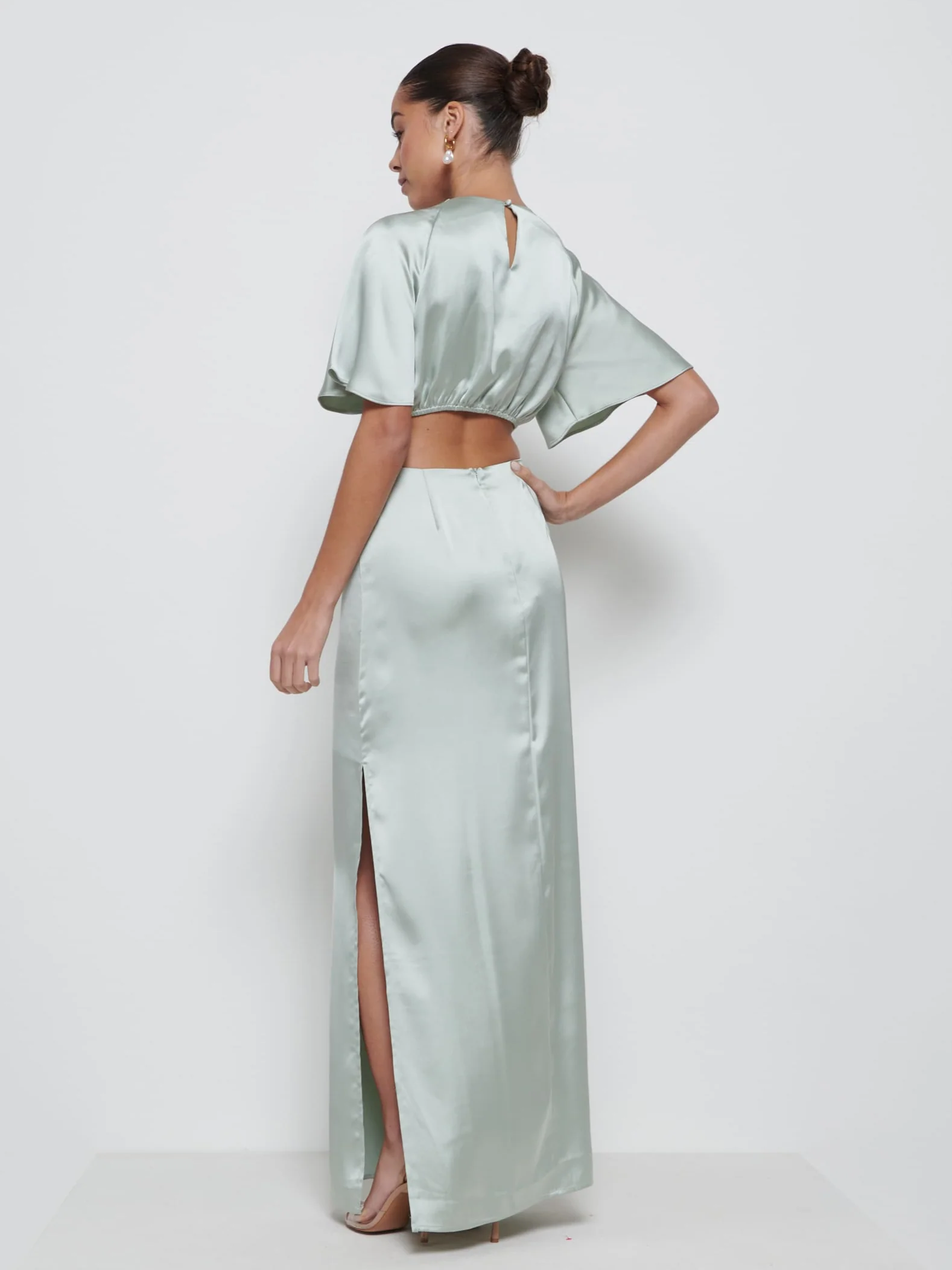Zara Twist Knot Bridesmaid Dress - Sage - Image 3