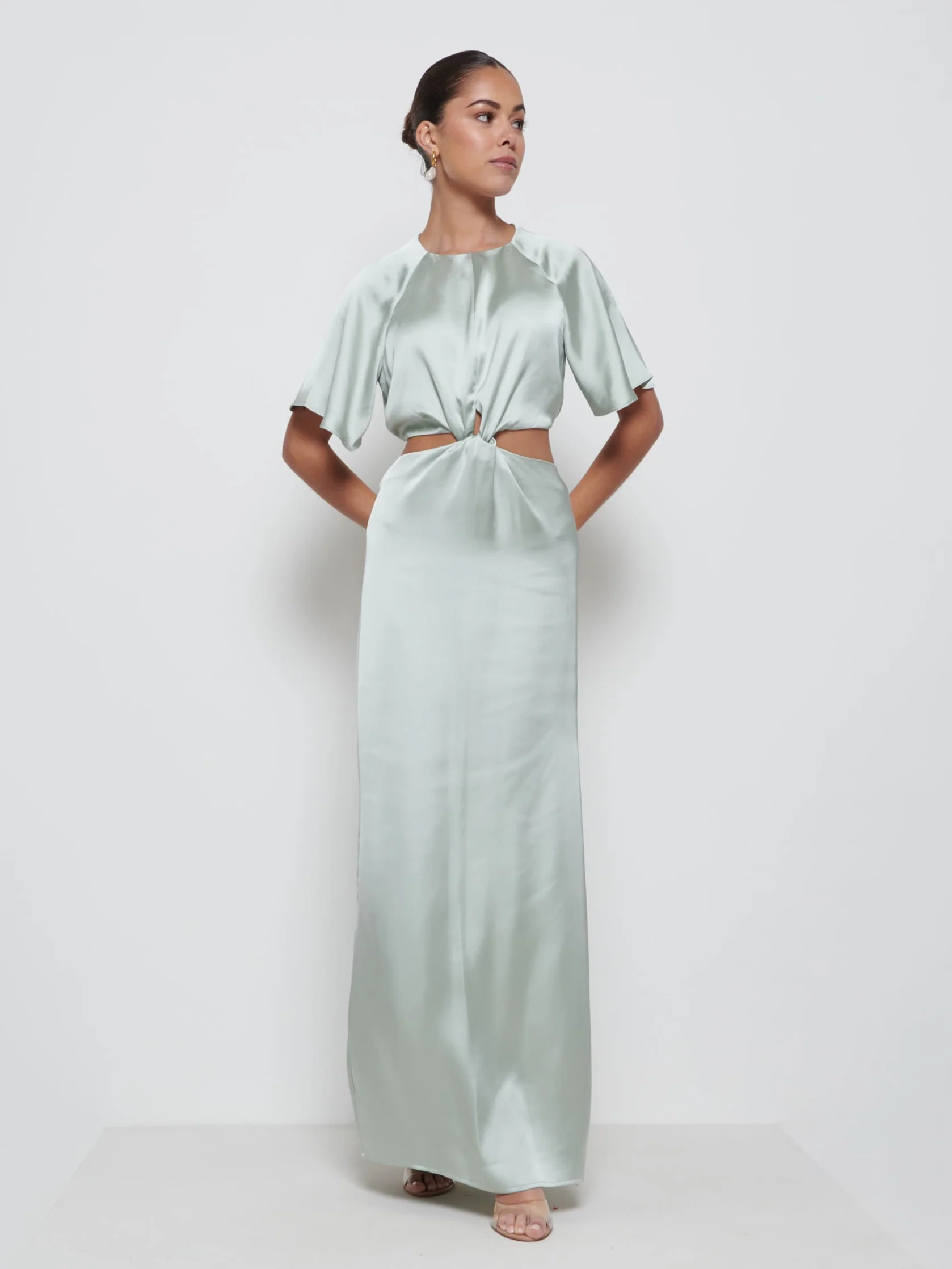 Zara Twist Knot Bridesmaid Dress - Sage - Image 4