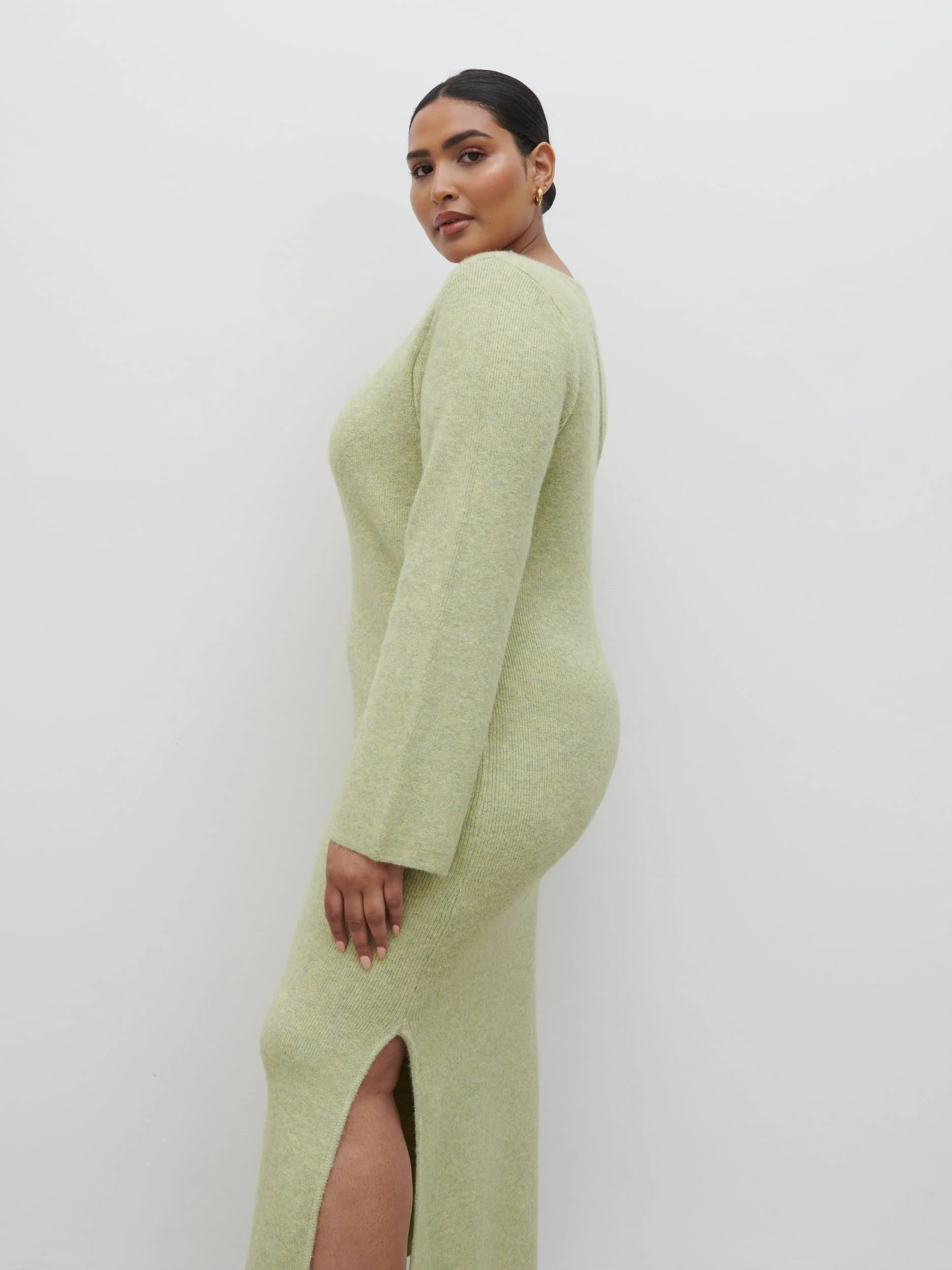 Zariah Space Dye Midaxi Dress Curve - Pistachio - Image 2