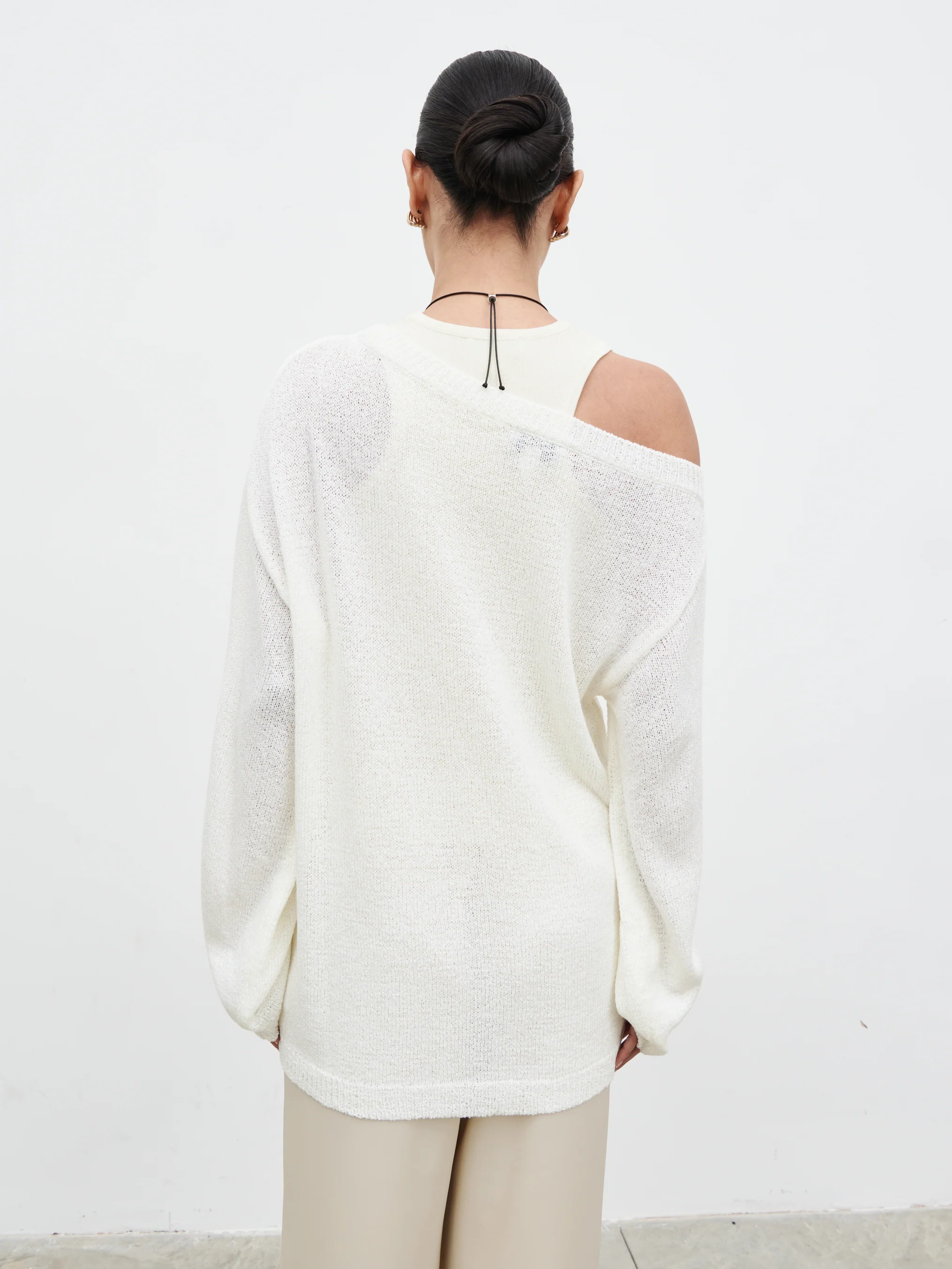 Zelia Fine Knit Off Shoulder Jumper - stone - Image 7